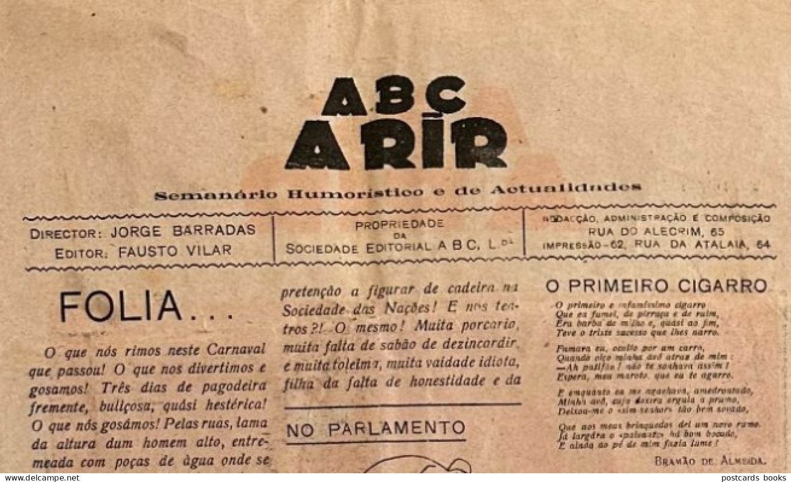 Jornal ABC A RIR 1914 De Jorge Barradas Ilustradores: Bernardo Marques; Norberto; Albino; C.T.caricaturas Humor PORTUGAL - General Issues