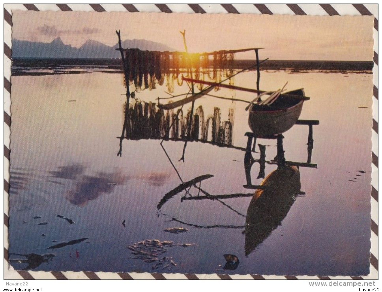 6AI3450 TAHITI COUCHER DE SOLEIL SUR L'ILE DE MOOREA 2 SCANS - Polynésie Française