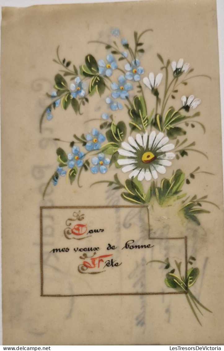 FANTAISIES - CARTE PORCELAINE - Bouquet De Fleur - Tous Mes Voeux De Bonne Fête - Carte Postale Ancienne - Altri & Non Classificati