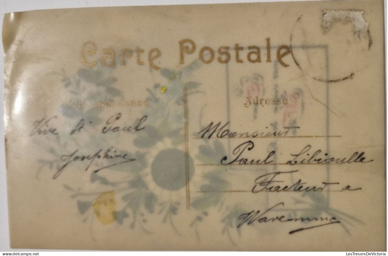 FANTAISIES - CARTE PORCELAINE - Bouquet De Fleur - Tous Mes Voeux De Bonne Fête - Carte Postale Ancienne - Altri & Non Classificati
