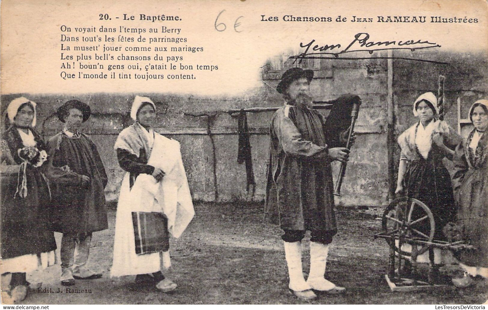 FOLKLORE - Les Chansons De Jean Rameau Illustrées - Le Baptême - Carte Postale Ancienne - Music