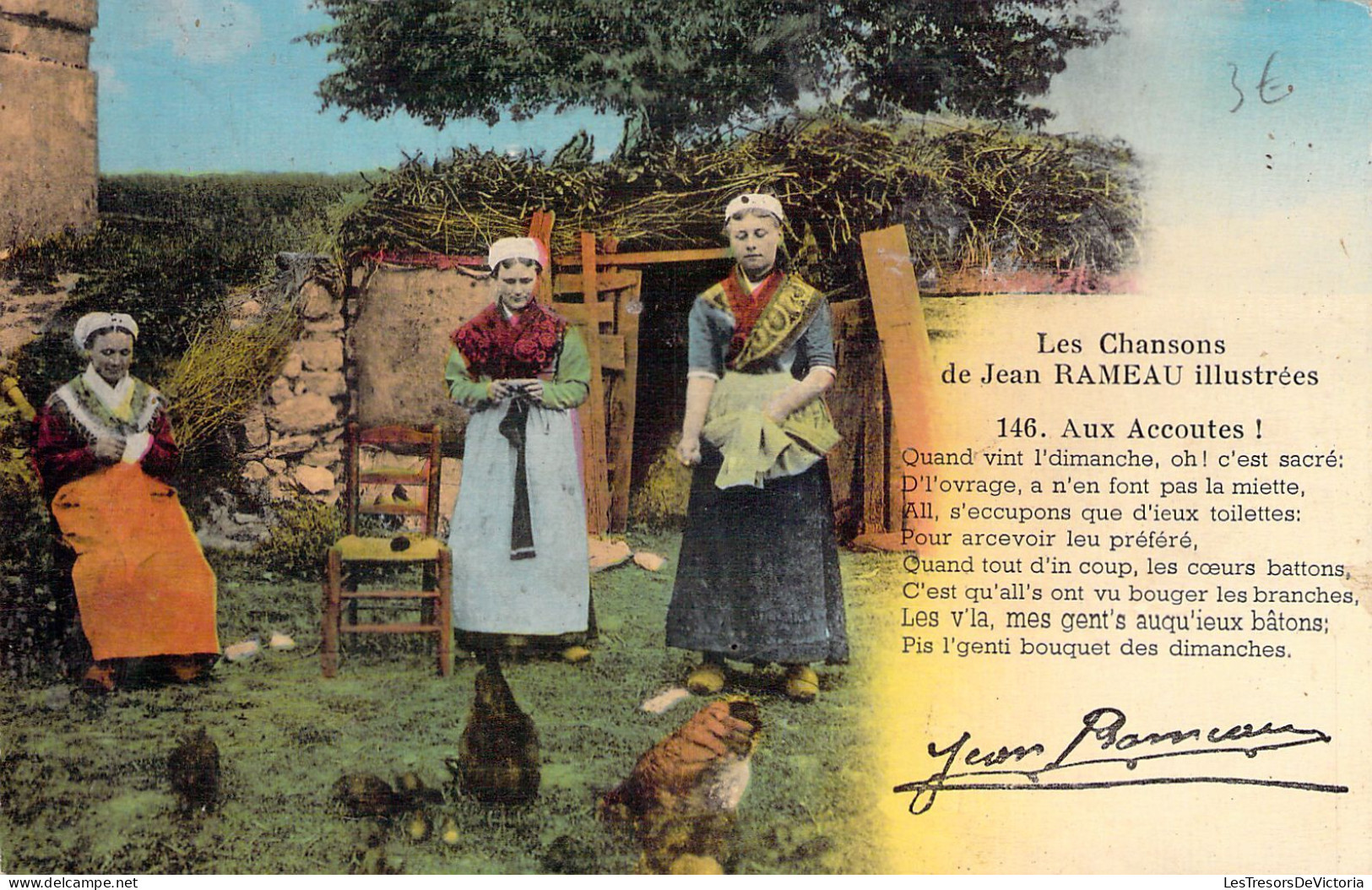 FOLKLORE - Les Chansons De Jean Rameau Illustrées - Aux Accoutes - Carte Postale Ancienne - Música