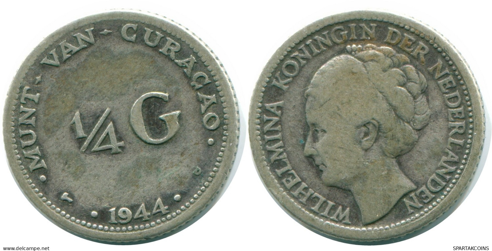 1/4 GULDEN 1944 CURACAO NIEDERLANDE SILBER Koloniale Münze #NL10605.4.D - Curaçao