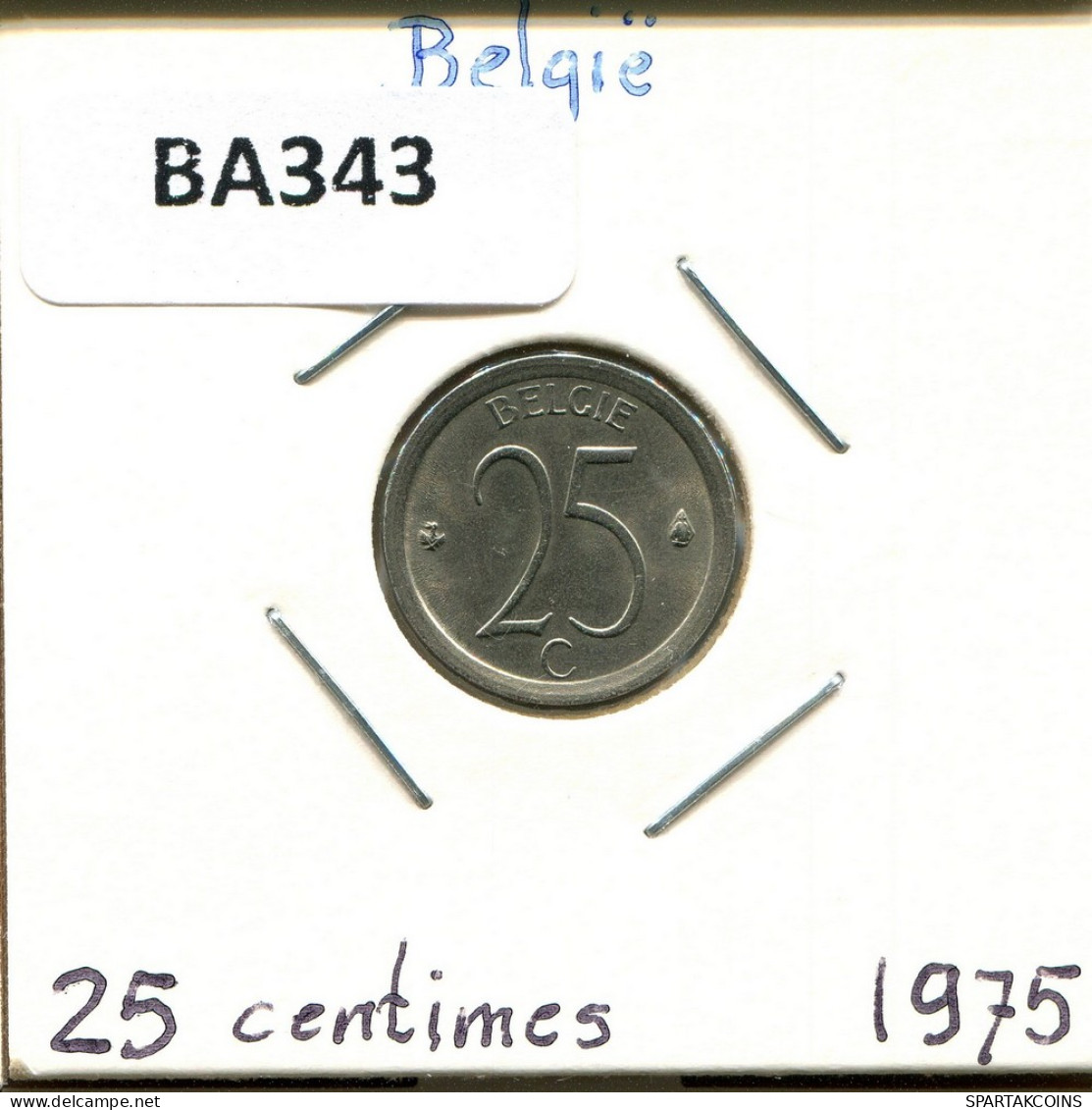 25 CENTIMES 1975 DUTCH Text BELGIEN BELGIUM Münze #BA343.D - 25 Cents