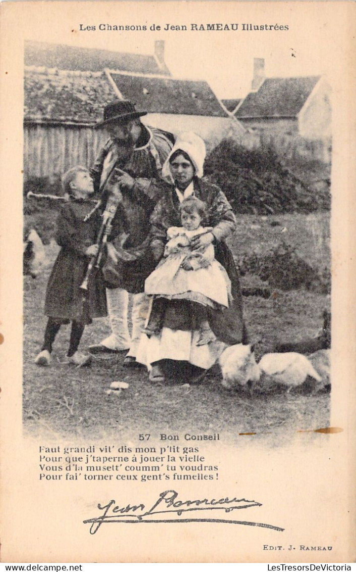 FOLKLORE - Les Chansons De Jean Rameau Illustrées - Bon Conseil - Carte Postale Ancienne - Music