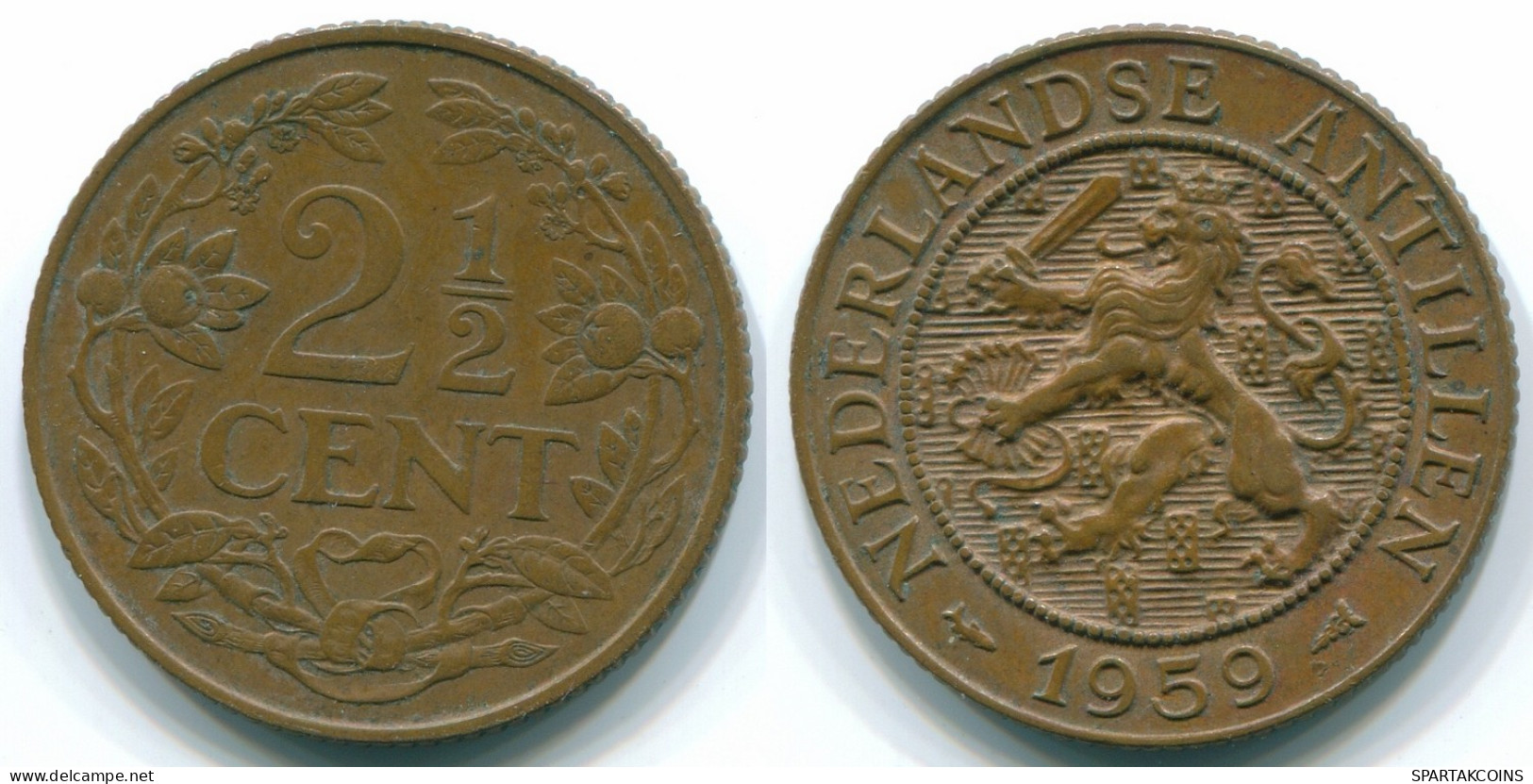 2 1/2 CENT 1959 CURACAO NIEDERLANDE Bronze Koloniale Münze #S10162.D - Curaçao