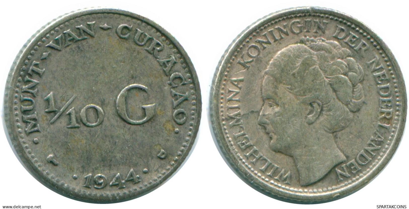 1/10 GULDEN 1944 CURACAO NIEDERLANDE SILBER Koloniale Münze #NL11818.3.D - Curaçao