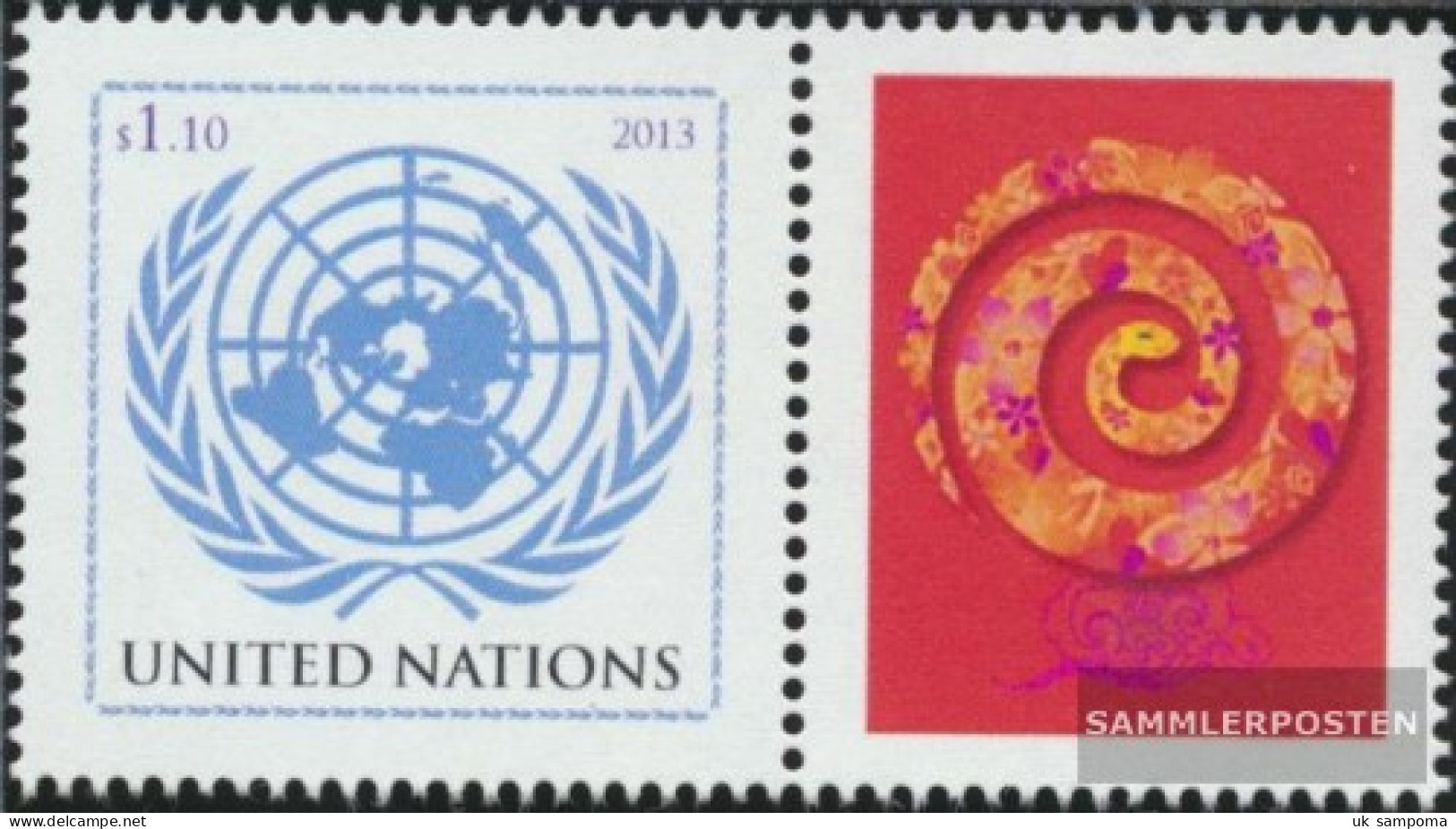 UN - NEW York 1321Zf With Zierfeld (complete Issue) Unmounted Mint / Never Hinged 2013 Year The Snake - Ungebraucht