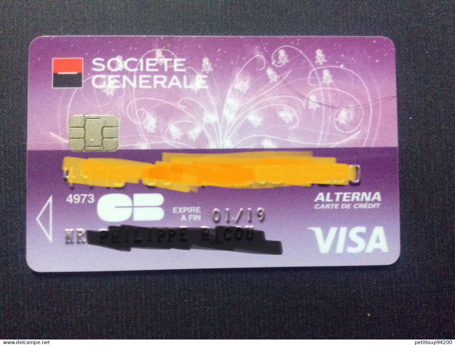 CARTE Bancaire SOCIÉTÉ GÉNÉRALE Alterna  VISA - Disposable Credit Card