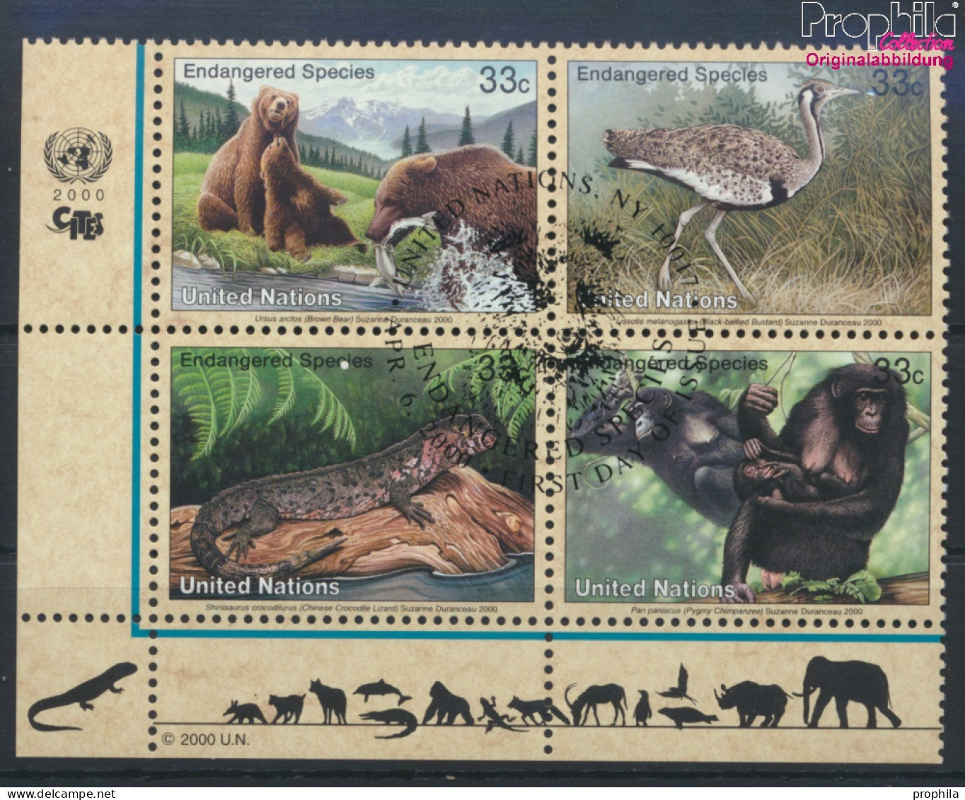 UNO - New York 831-834 Viererblock (kompl.Ausg.) Gestempelt 2000 Gefährdete Tiere (10064421 - Used Stamps