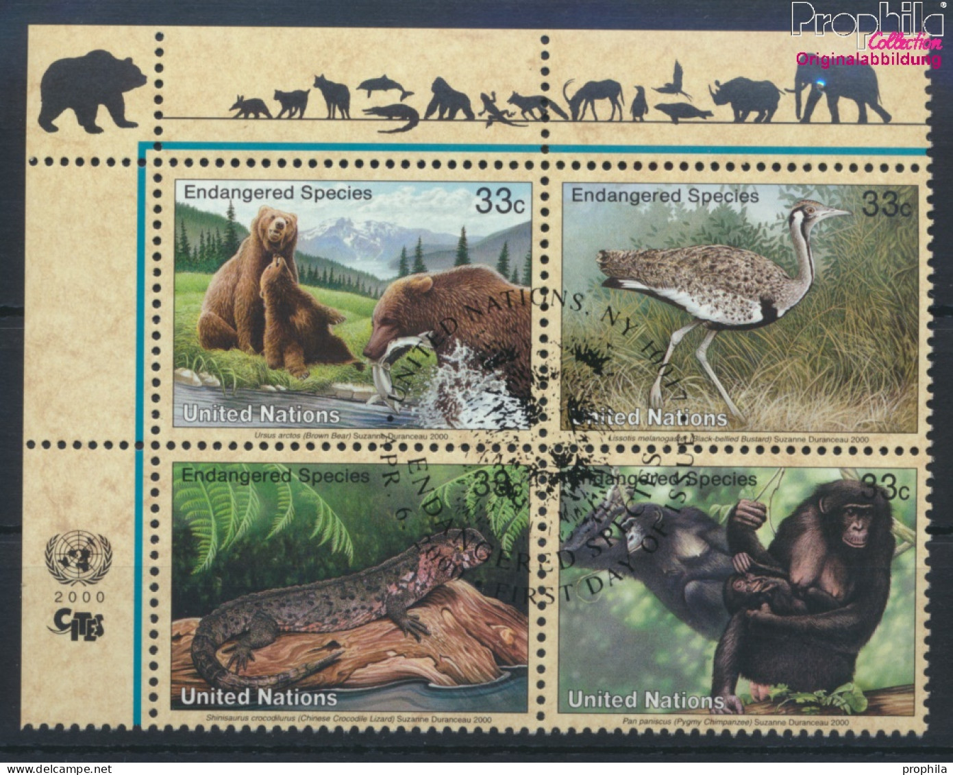 UNO - New York 831-834 Viererblock (kompl.Ausg.) Gestempelt 2000 Gefährdete Tiere (10064428 - Used Stamps