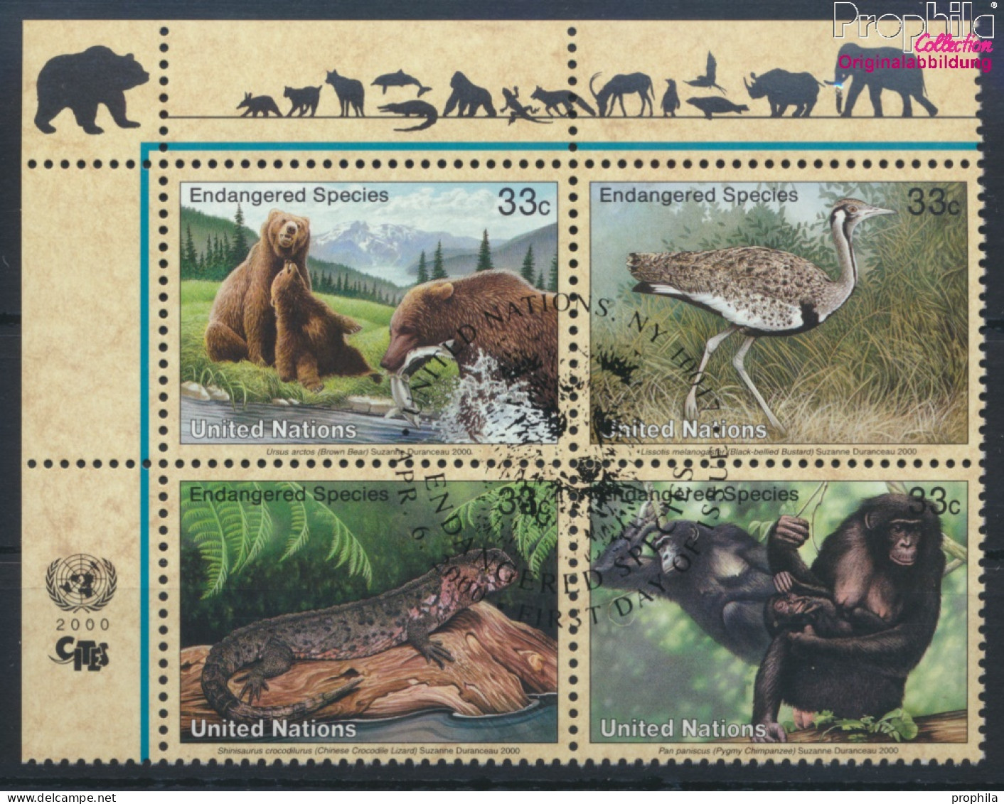 UNO - New York 831-834 Viererblock (kompl.Ausg.) Gestempelt 2000 Gefährdete Tiere (10064431 - Used Stamps