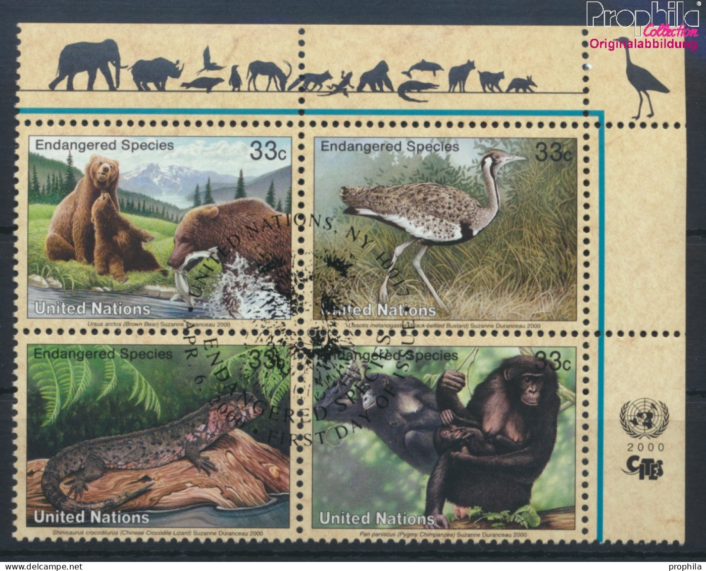 UNO - New York 831-834 Viererblock (kompl.Ausg.) Gestempelt 2000 Gefährdete Tiere (10064432 - Used Stamps