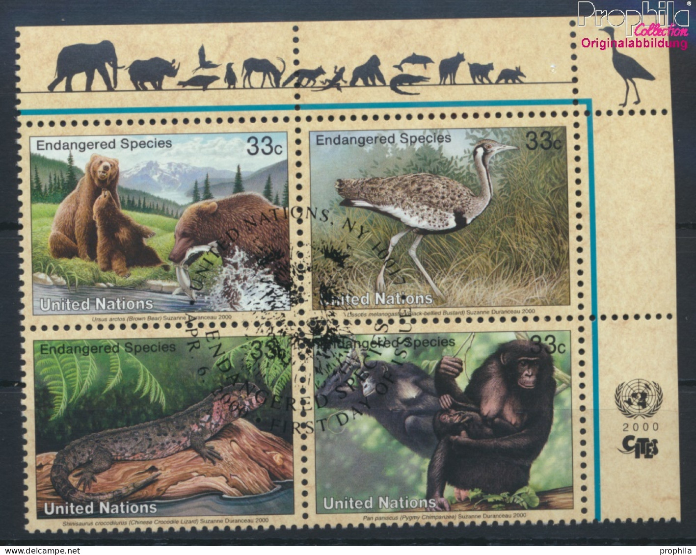 UNO - New York 831-834 Viererblock (kompl.Ausg.) Gestempelt 2000 Gefährdete Tiere (10064433 - Used Stamps