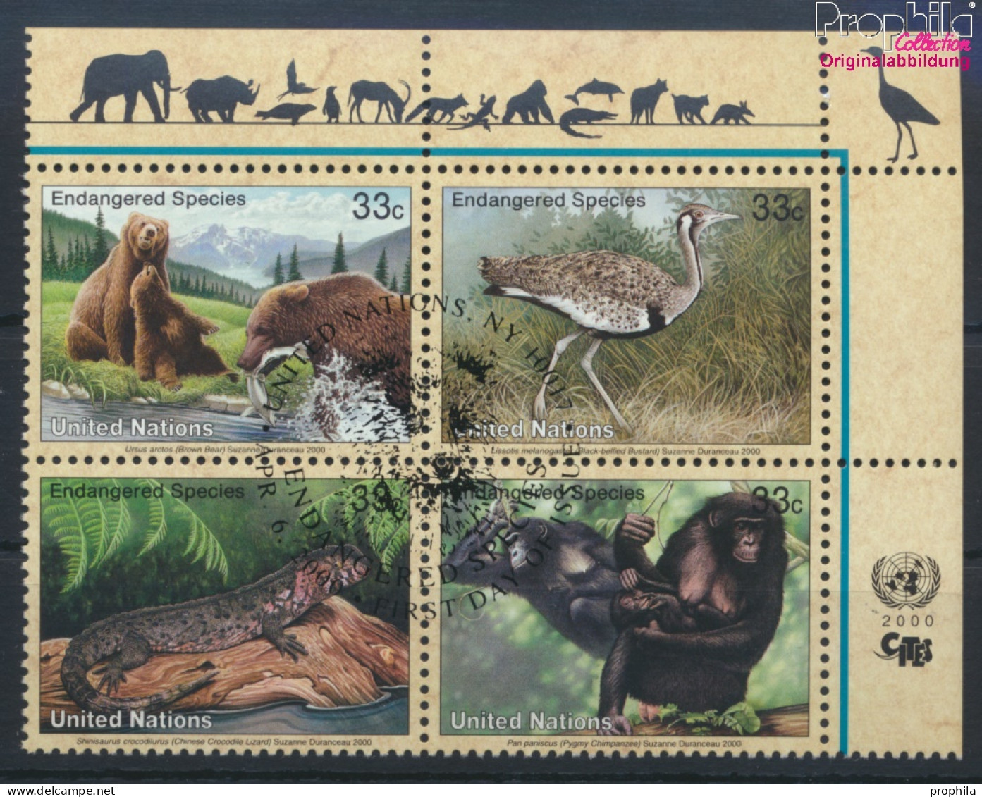 UNO - New York 831-834 Viererblock (kompl.Ausg.) Gestempelt 2000 Gefährdete Tiere (10064435 - Used Stamps