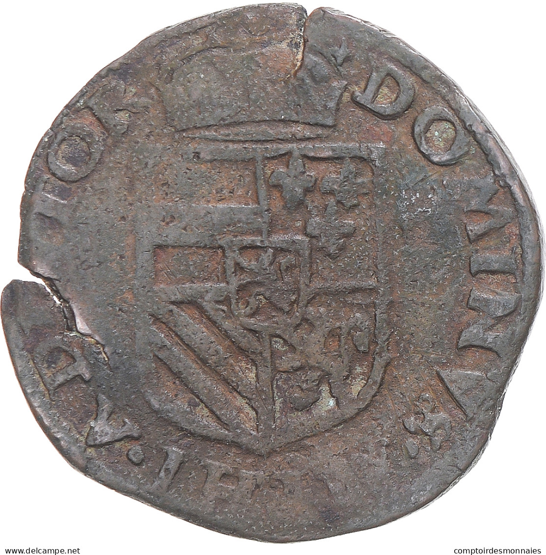 Monnaie, Pays-Bas Espagnols, Philippe II, Liard, 1593, Maastricht, TTB, Cuivre - …-1795 : Période Ancienne
