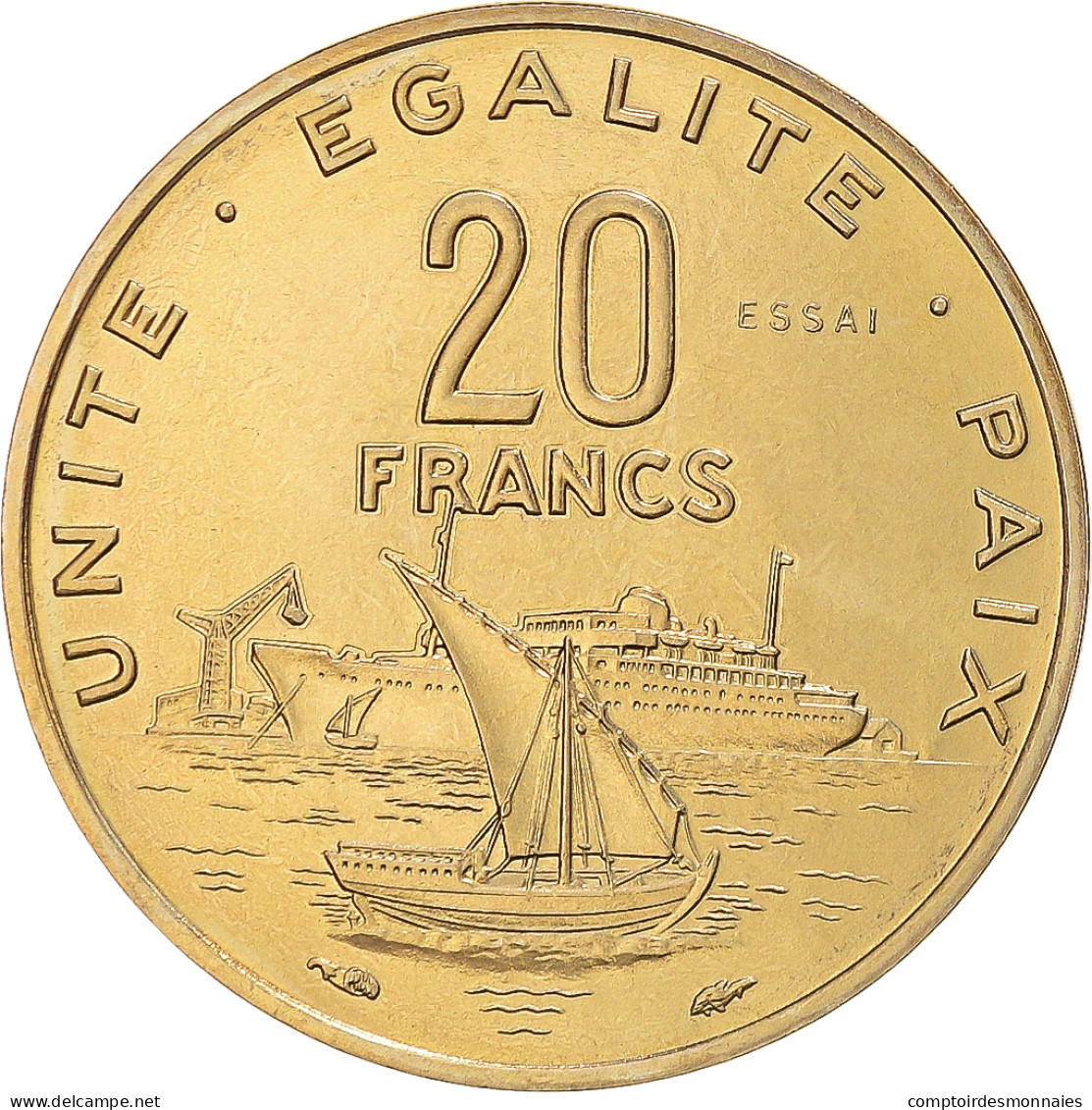 Monnaie, Djibouti, 20 Francs, 1977, Paris, ESSAI, FDC, Bronze-Aluminium, KM:E5 - Djibouti