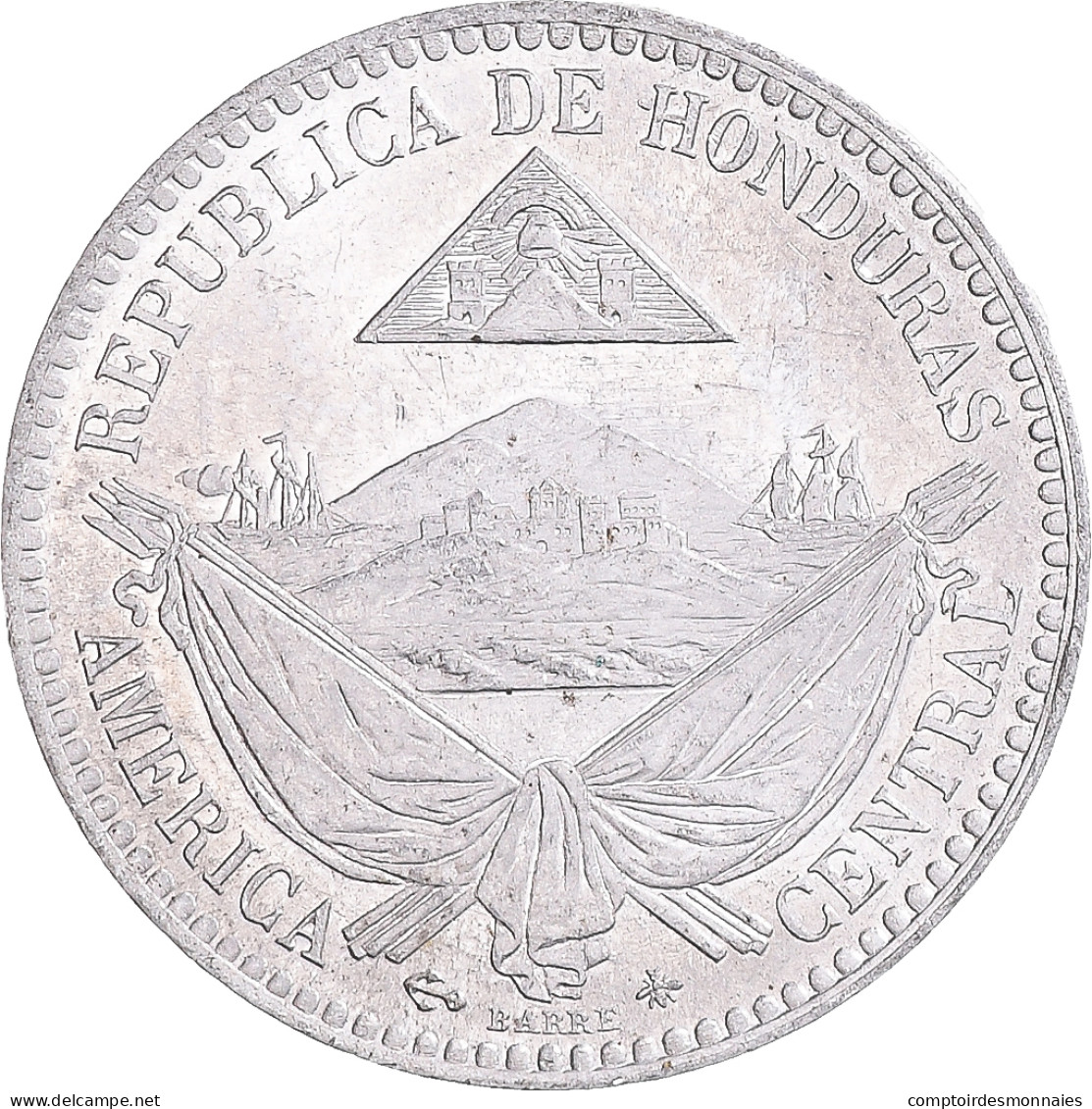 Monnaie, Honduras, 1/4 Réal, ND (1872 ?), Paris, Essai Uniface, SUP+, Aluminium - Honduras