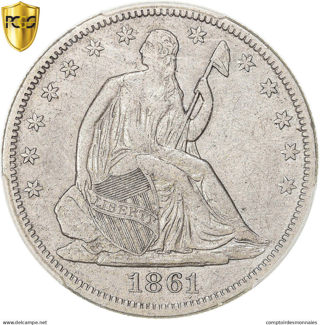 Monnaie, États-Unis, Seated Liberty Half Dollar, 1861, U.S. Mint, Philadelphie - 1839-1891: Seated Liberty (Liberté Assise)