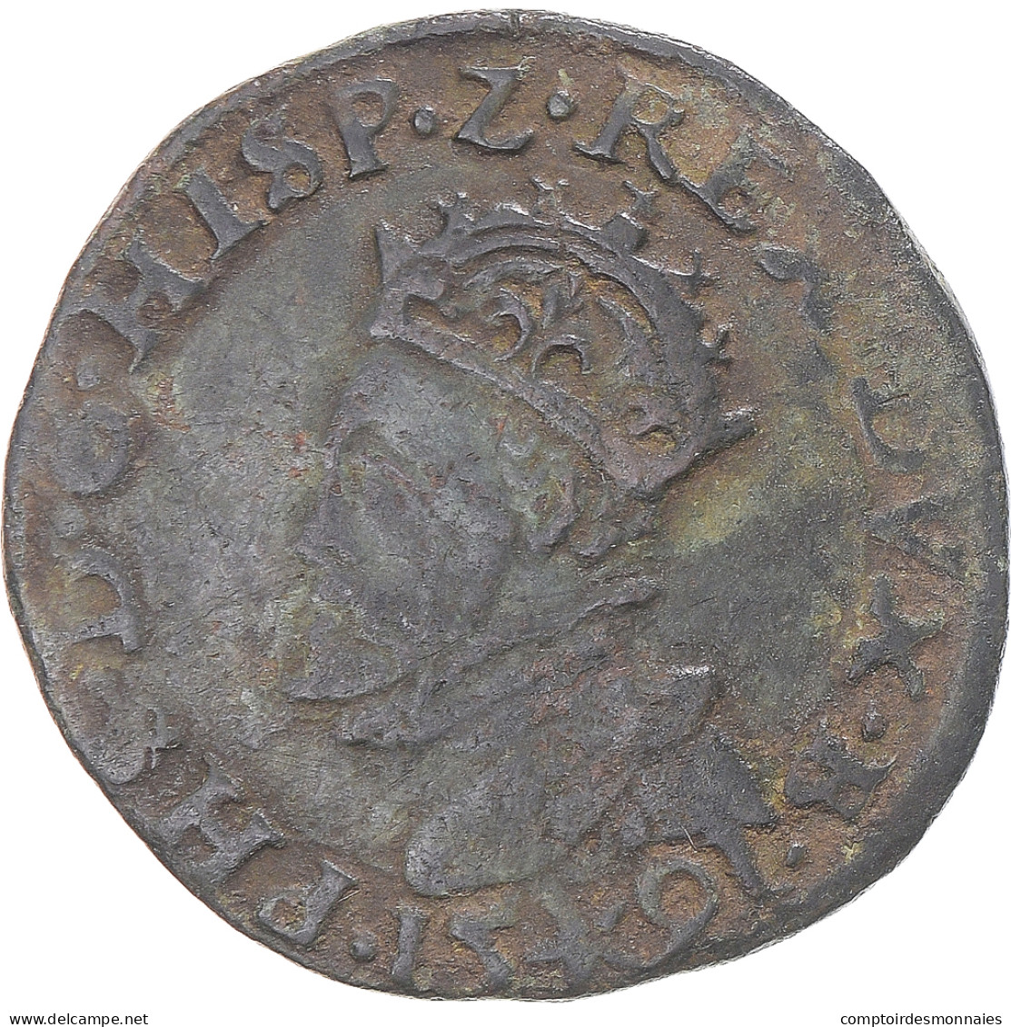 Monnaie, Pays-Bas Espagnols, Philippe II, Liard, 1591, Maastricht, TTB, Cuivre - …-1795 : Former Period