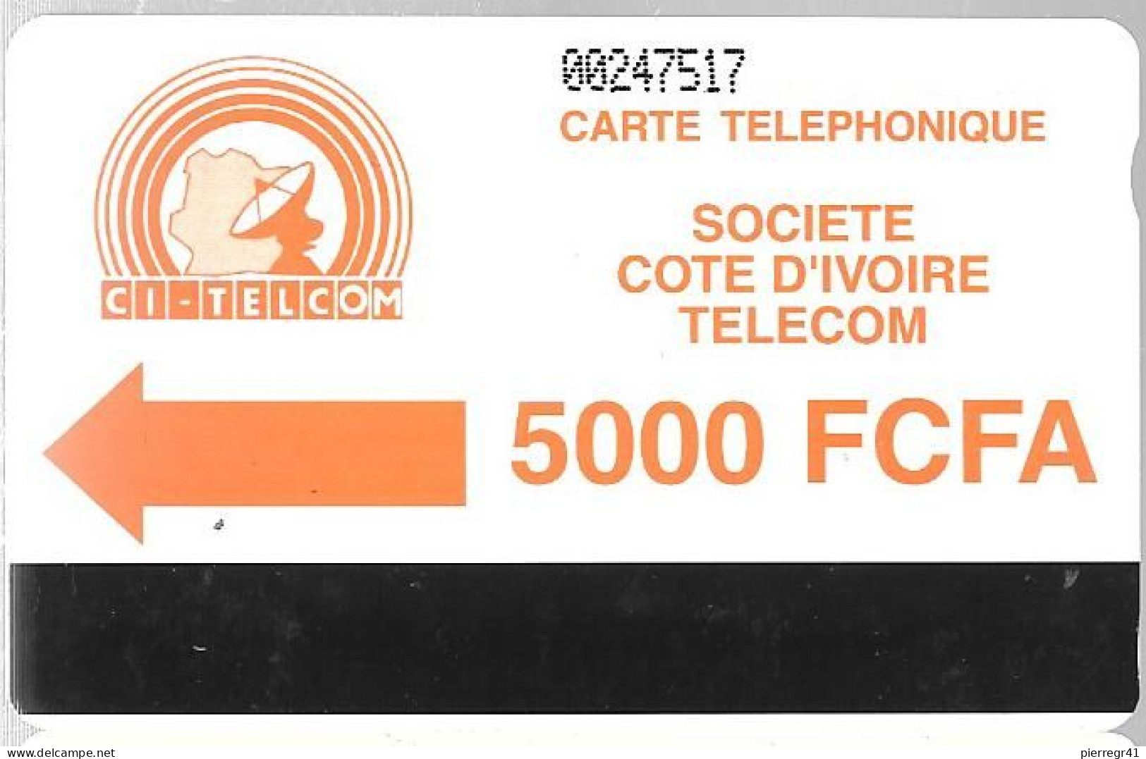 CARTE MAGNETIQUE-COTE IVOIRE-AUTELCA-5000 FCFA-ORANGE-V° Adresse Operateur Sur 2 Lignes-TBE-RARE - Ivory Coast