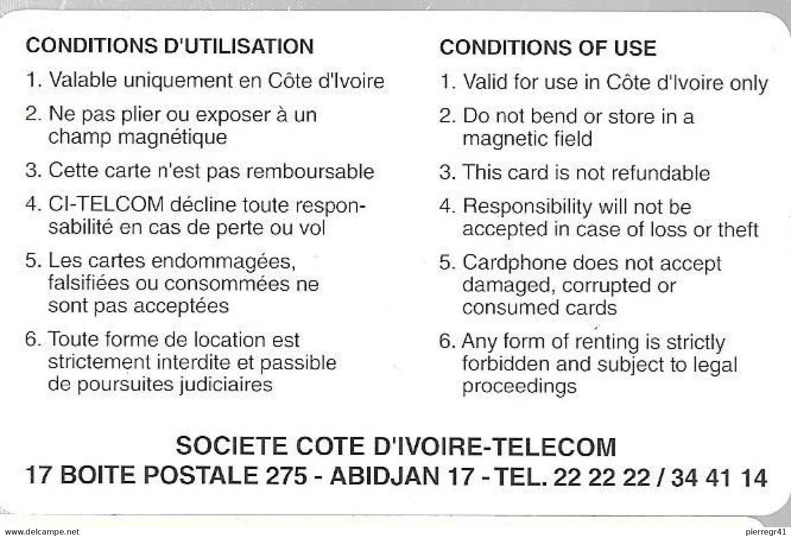 CARTE MAGNETIQUE-COTE IVOIRE-AUTELCA-5000 FCFA-ORANGE-V° Adresse Operateur Sur 2 Lignes-TBE-RARE - Costa De Marfil