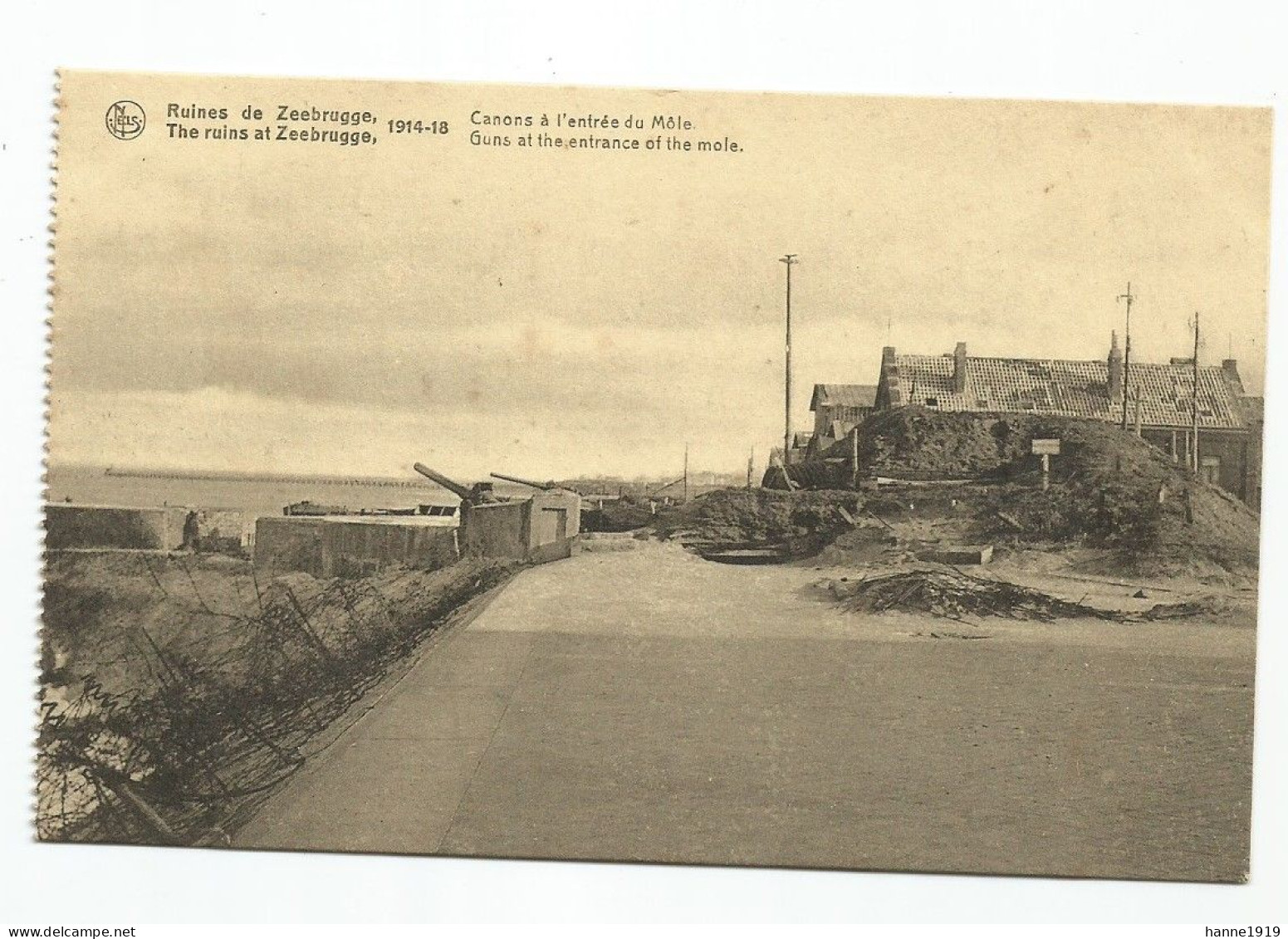 Zeebrugge Canons Guns à L' Entrée Du Môle Ruines 1914 Guerre Krieg War Htje - Zeebrugge