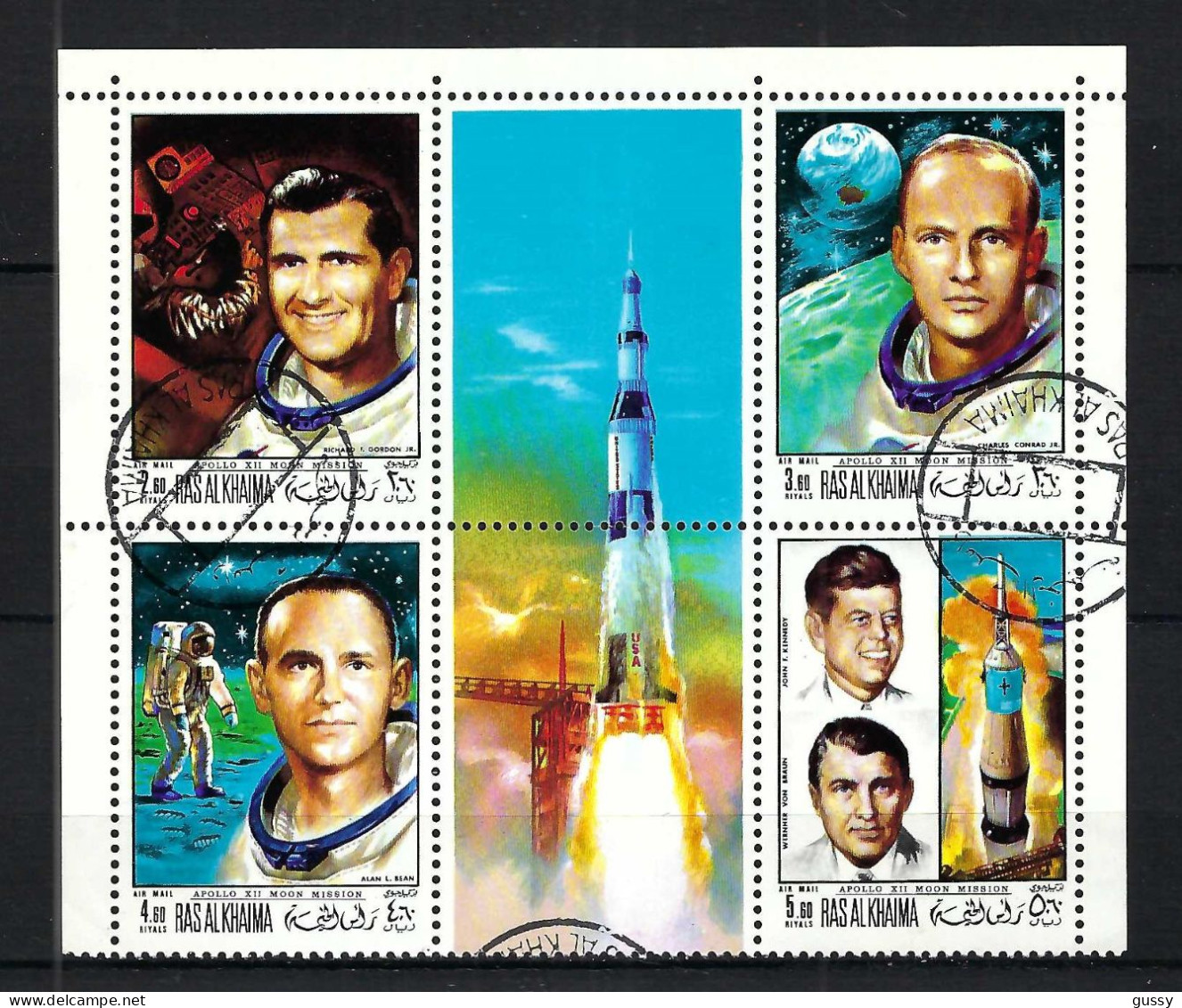 RAS AL KHAIMA Ca.1970: Bloc "APOLLO 12" Obl. - USA