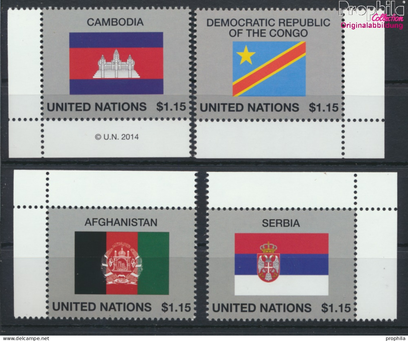 UNO - New York 1400-1403 (kompl.Ausg.) Postfrisch 2014 Flaggen UNO Mitgliedstaaten (10049276 - Nuevos