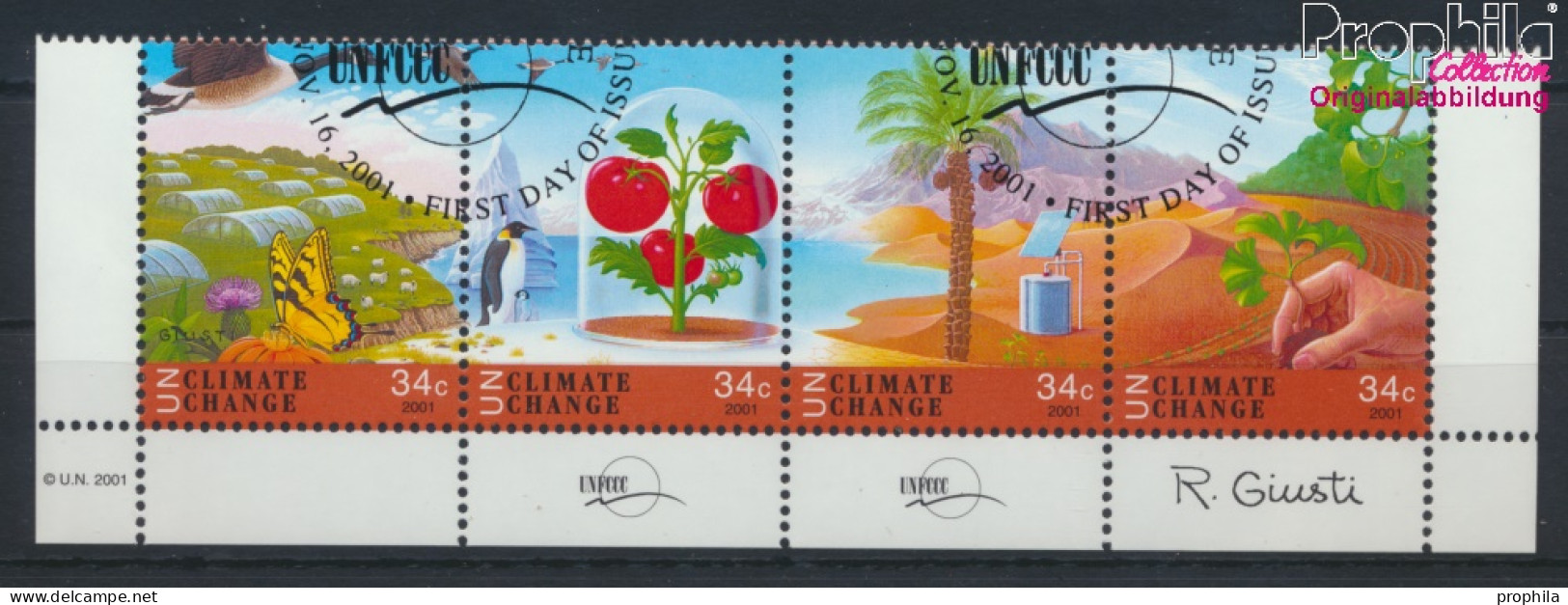 UNO - New York 884-887 Viererstreifen (kompl.Ausg.) Gestempelt 2001 Klimaänderung (10064331 - Gebraucht