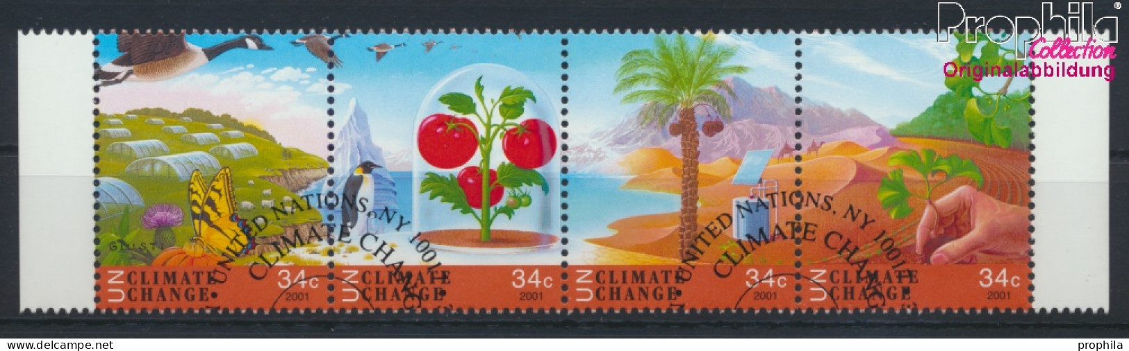 UNO - New York 884-887 Viererstreifen (kompl.Ausg.) Gestempelt 2001 Klimaänderung (10064332 - Used Stamps