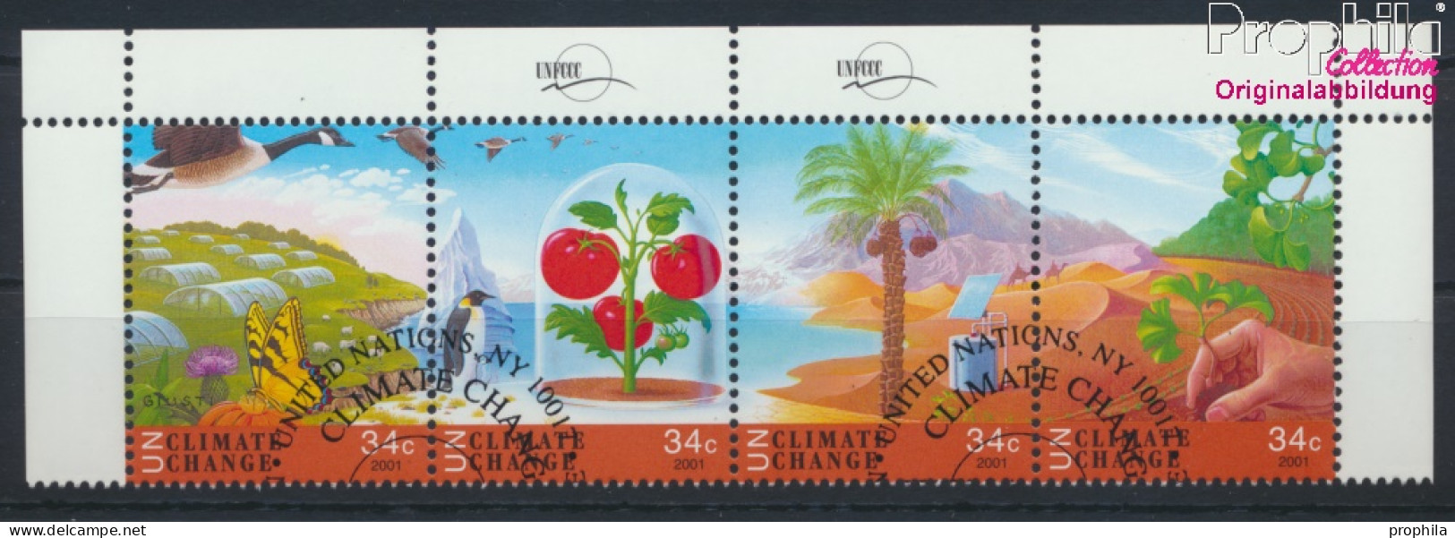 UNO - New York 884-887 Viererstreifen (kompl.Ausg.) Gestempelt 2001 Klimaänderung (10064336 - Used Stamps