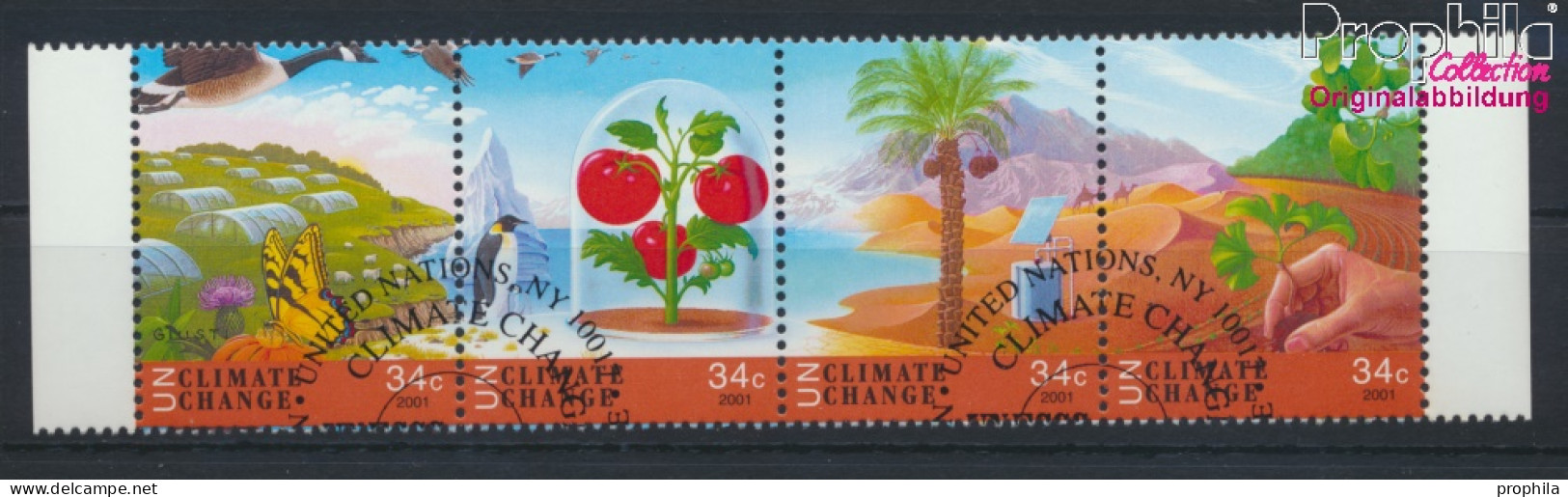 UNO - New York 884-887 Viererstreifen (kompl.Ausg.) Gestempelt 2001 Klimaänderung (10064339 - Used Stamps