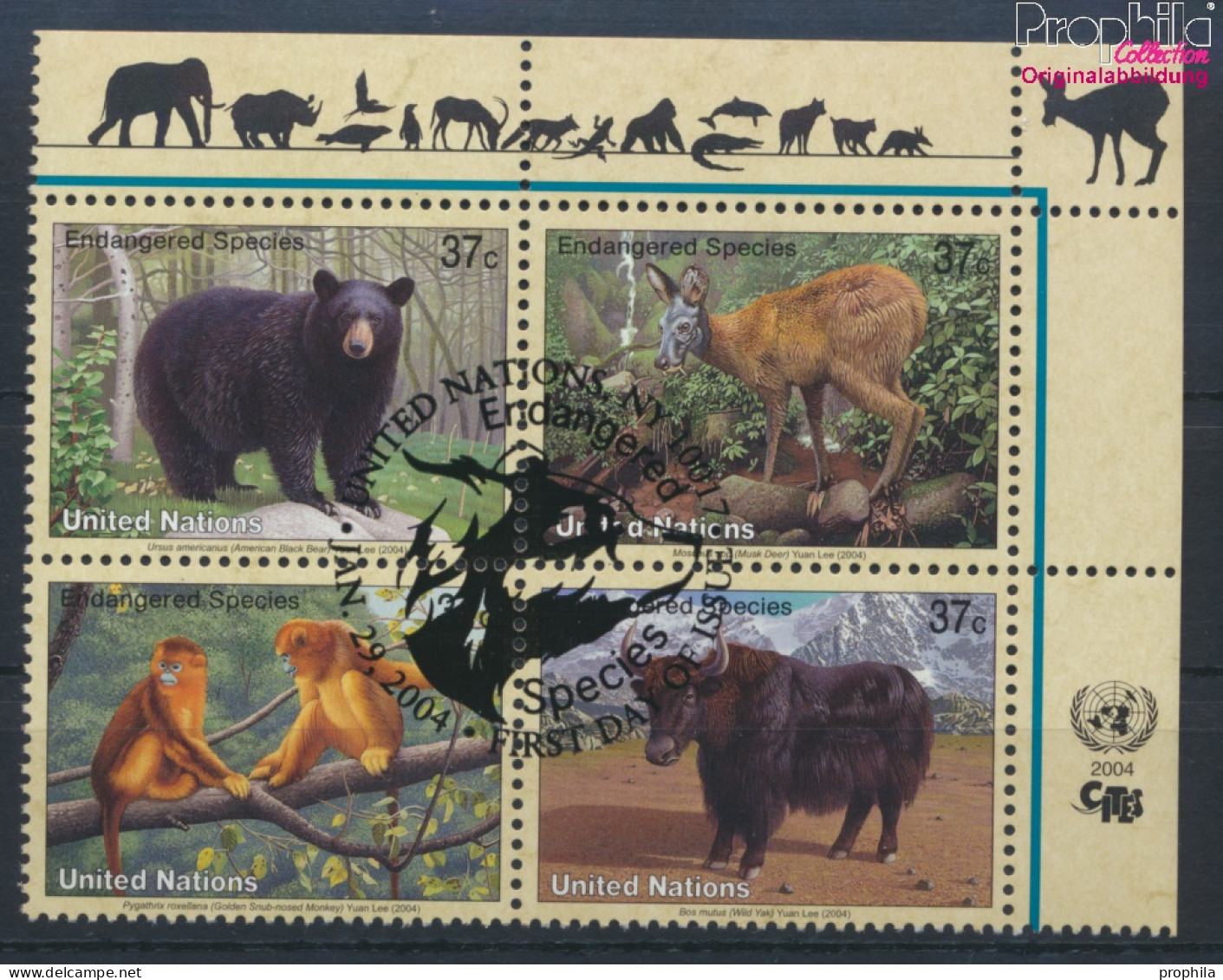 UNO - New York 946-949 Viererblock (kompl.Ausg.) Gestempelt 2004 Säugetiere (10064233 - Used Stamps