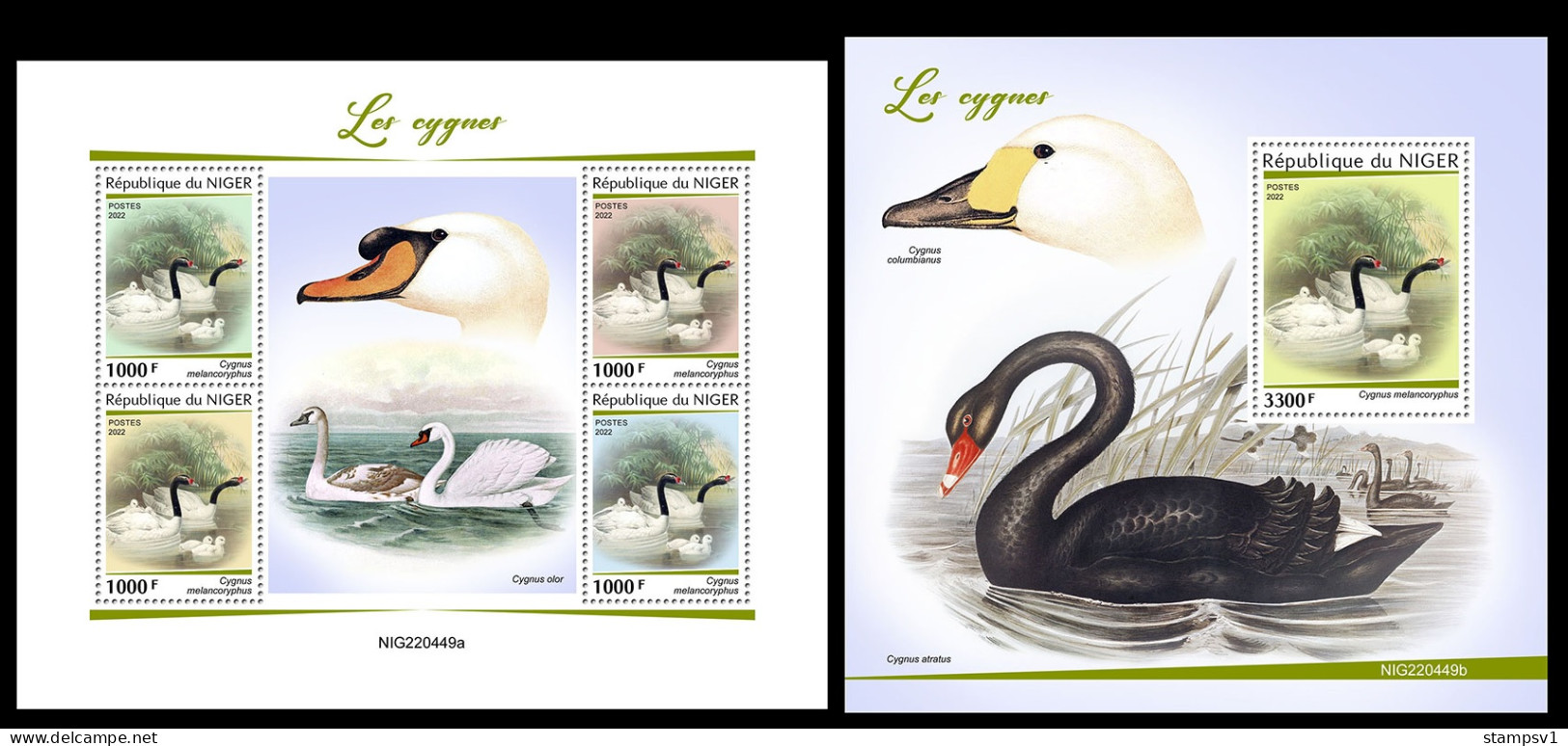 Niger  2022 Swans. (449) OFFICIAL ISSUE - Cygnes