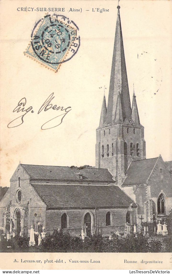 FRANCE - 02 - CRECY SUR SERRE - L'église - Edit A Levasseur - Carte Postale Ancienne - Vervins
