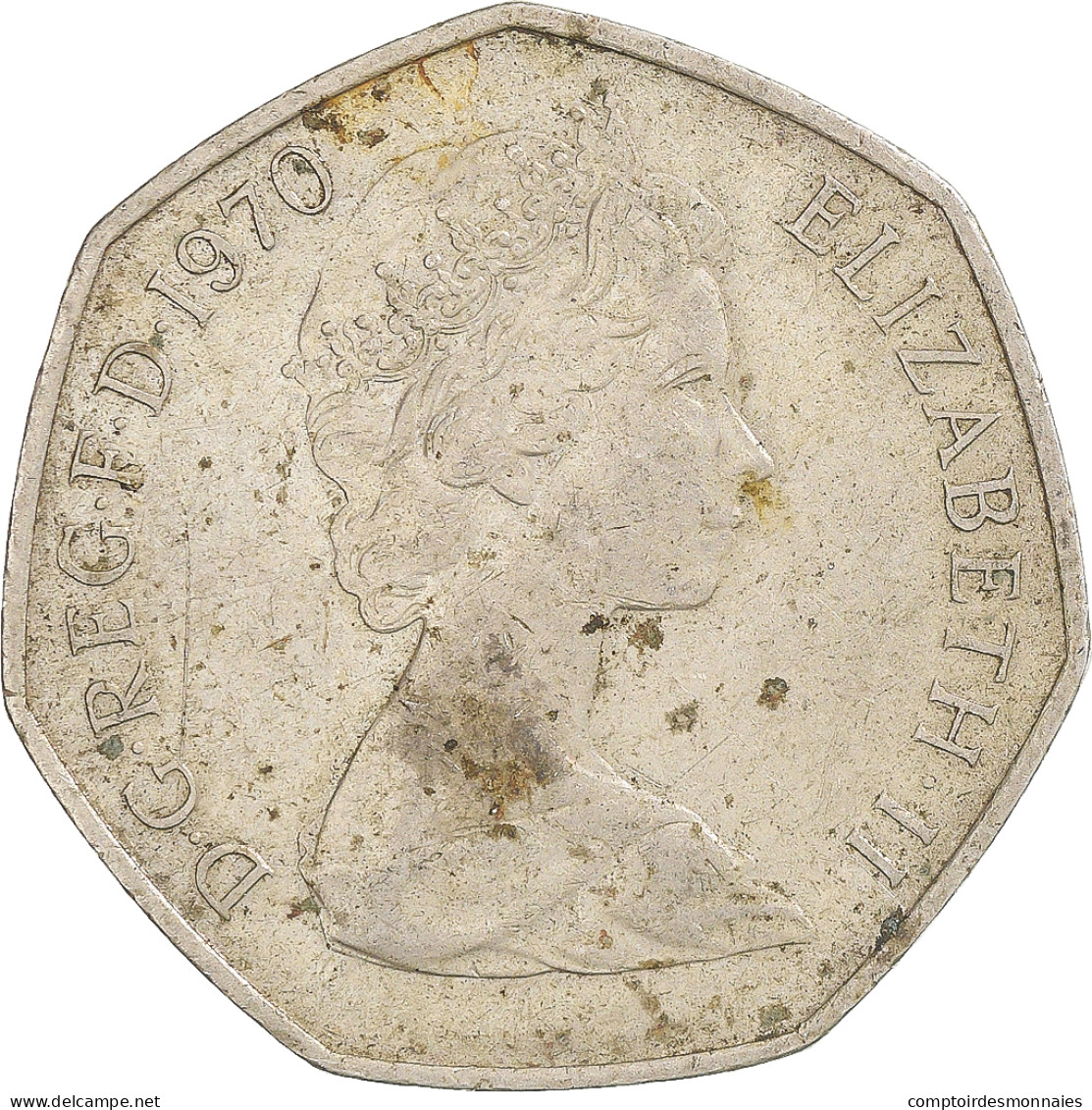 Monnaie, Grande-Bretagne, Elizabeth II, 50 New Pence, 1970, Londres, TTB - 50 Pence