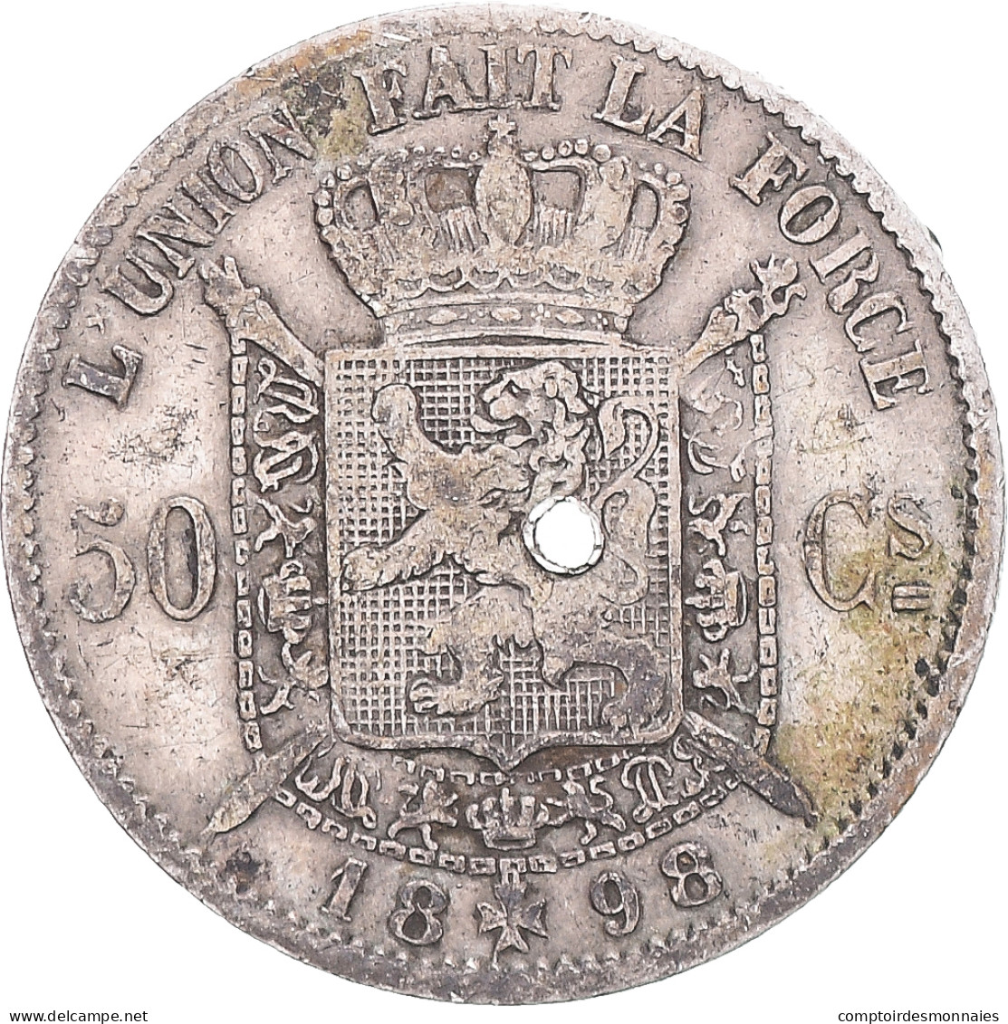 Monnaie, Belgique, Leopold II, 50 Centimes, 1898, TB+, Argent - 50 Cent
