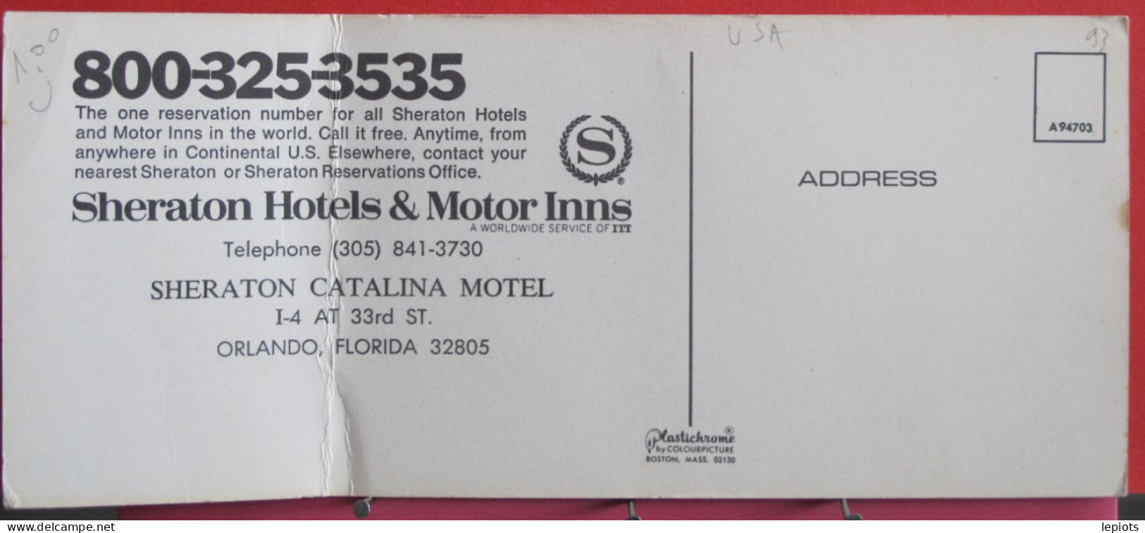 Visuel Très Peu Courant - Etats-Unis - Florida - Orlando - Sheraton Hotels & Motor Inns - Catalina Motel - R/verso - Orlando