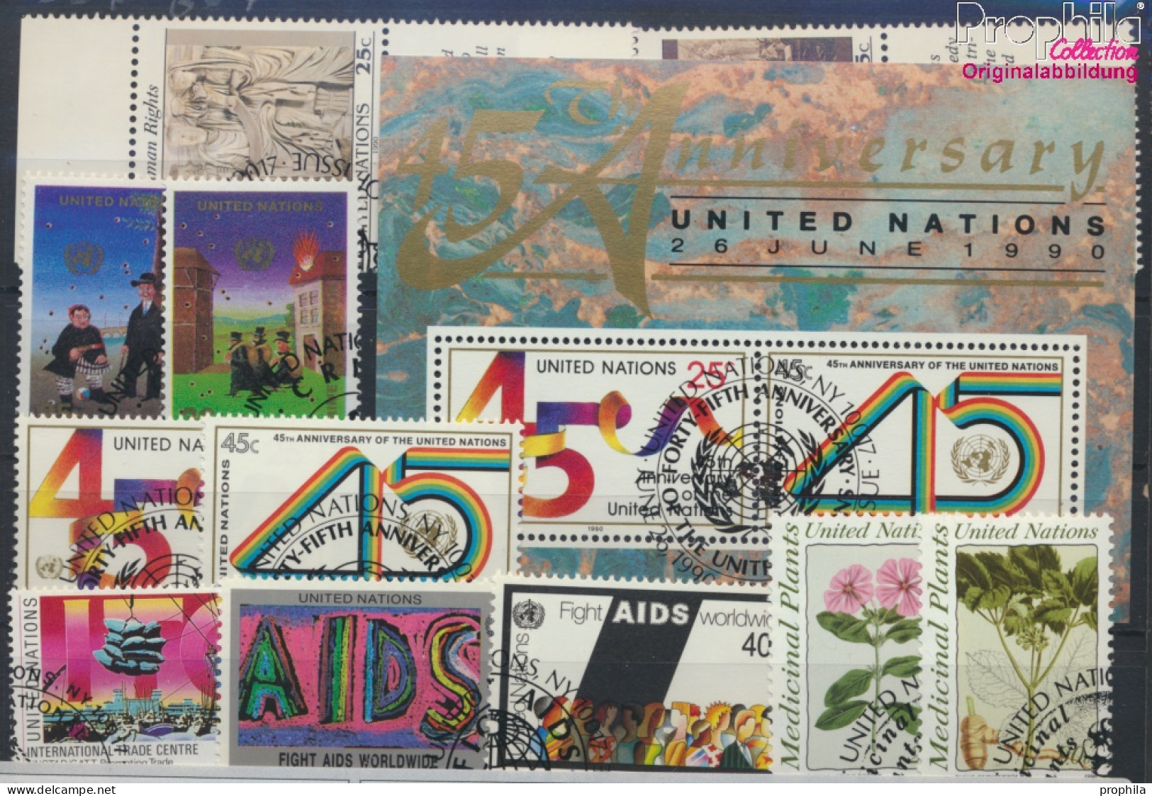 UNO - New York 597-607 (kompl.Ausg.) Jahrgang 1990 Komplett Gestempelt 1990 45 Jahre UNO, Aids, ITC U.a. (10063546 - Oblitérés