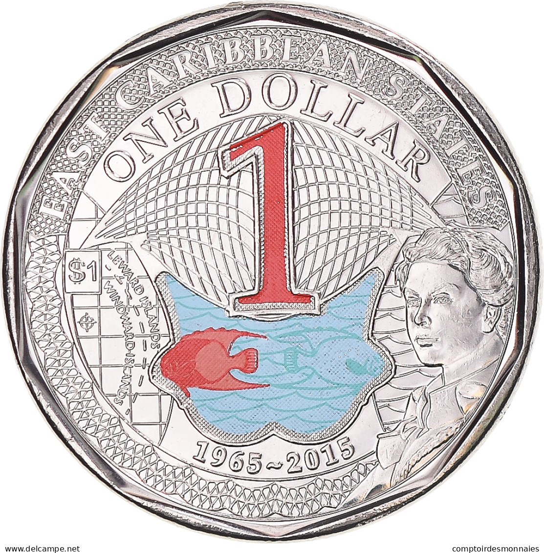 Monnaie, Etats Des Caraibes Orientales, Dollar, 2015, 50 Ans   Banque Centrale - Ostkaribischer Territorien