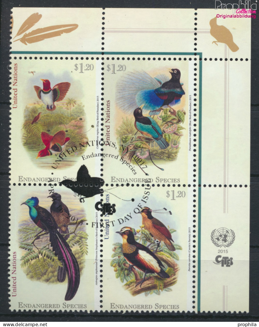 UNO - New York 1465-1468 Viererblock (kompl.Ausg.) Gestempelt 2015 Paradiesvögel (10049232 - Oblitérés