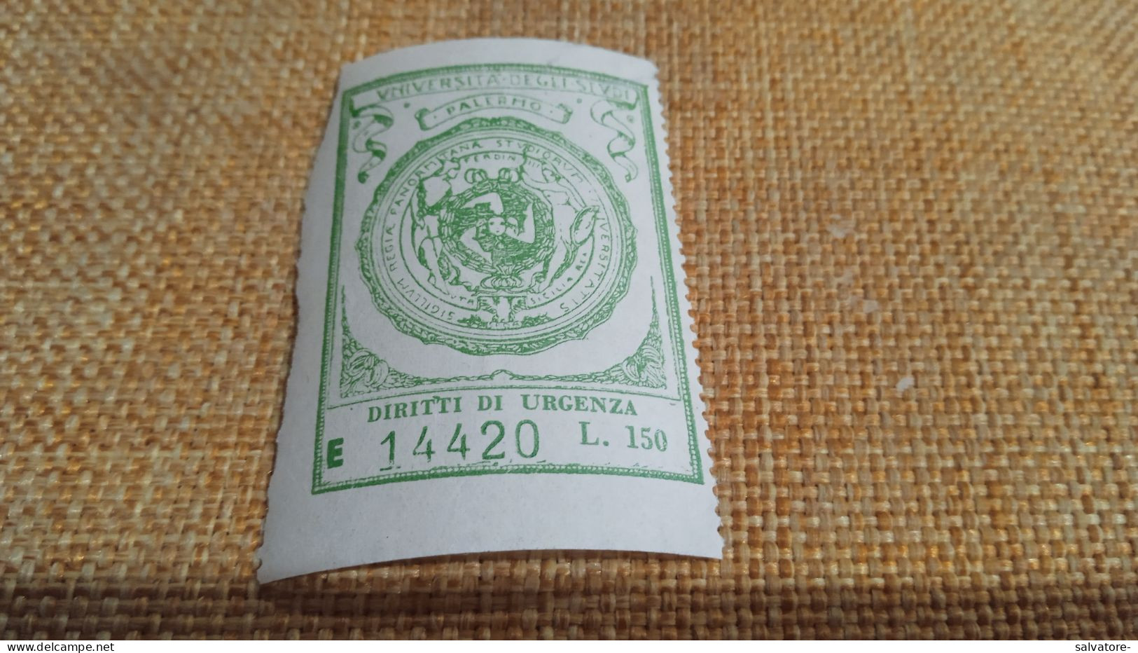 MARCA DA BOLLO  NUOVA UNIVERSITÀ DI PALERMO DIRITTI D'URGENZA LIRE 150 - Revenue Stamps