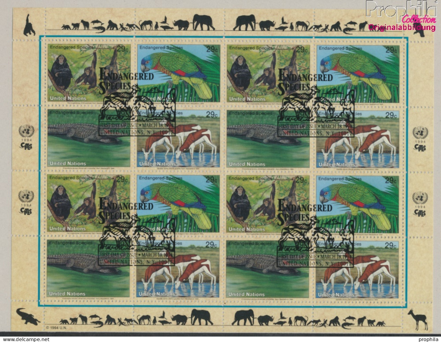 UNO - New York 663-666Klb Kleinbogen (kompl.Ausg.) Gestempelt 1994 Gefährdete Tiere (10050714 - Used Stamps