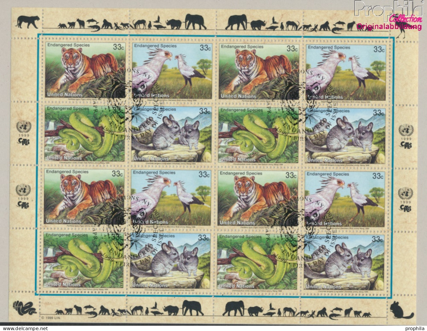 UNO - New York 815-818Klb Kleinbogen (kompl.Ausg.) Gestempelt 1999 Gefährdtete Tiere (10050693 - Used Stamps