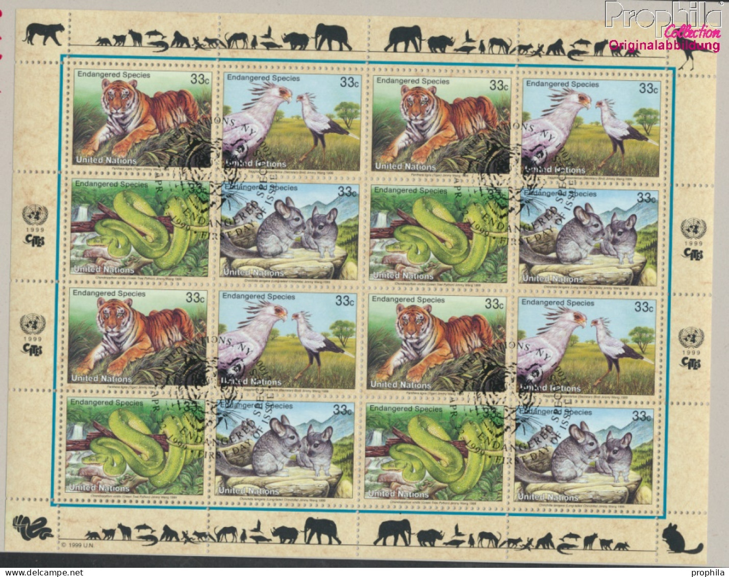 UNO - New York 815-818Klb Kleinbogen (kompl.Ausg.) Gestempelt 1999 Gefährdtete Tiere (10050694 - Used Stamps