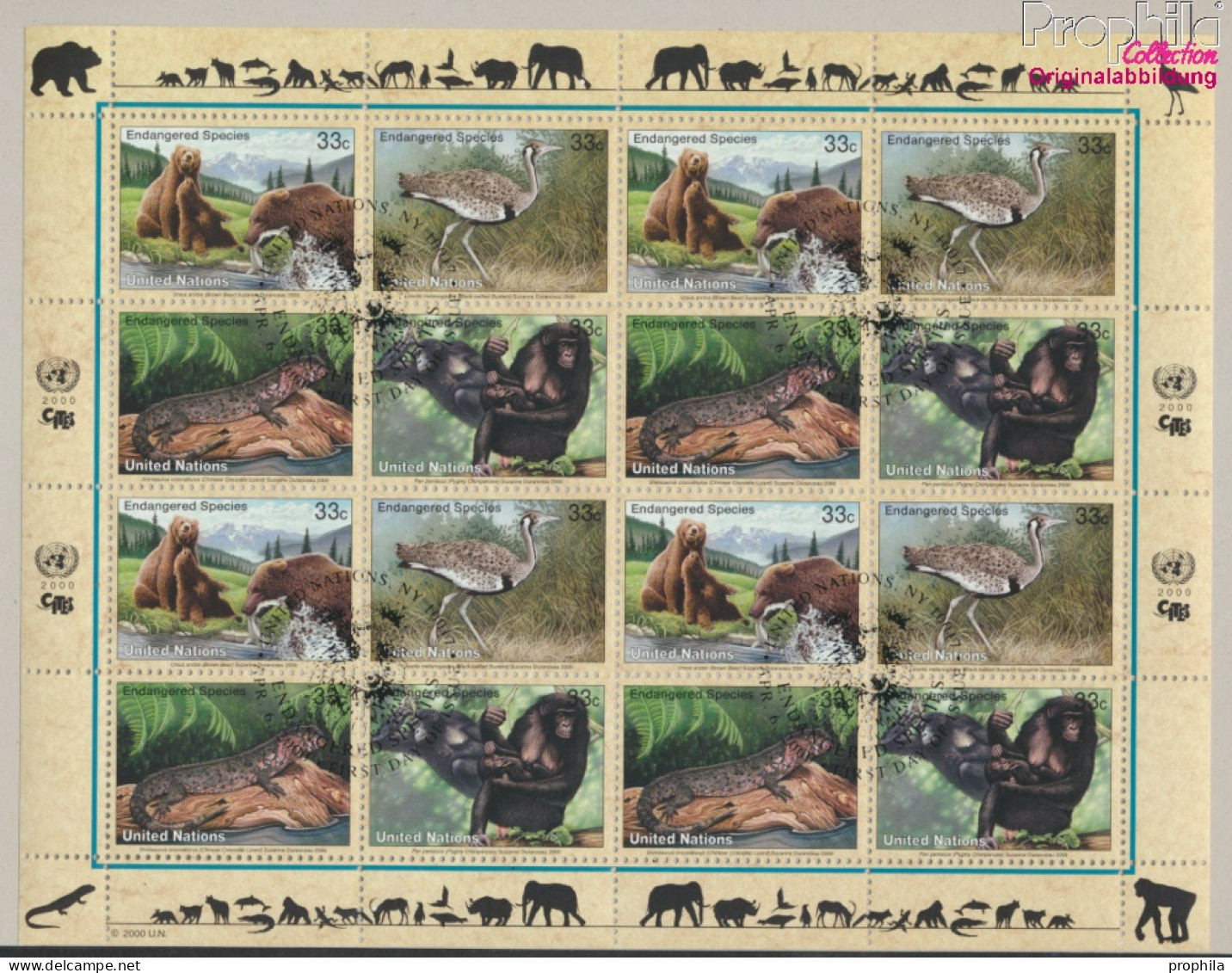 UNO - New York 831-834Klb Kleinbogen (kompl.Ausg.) Gestempelt 2000 Gefährdete Tiere (10050688 - Used Stamps