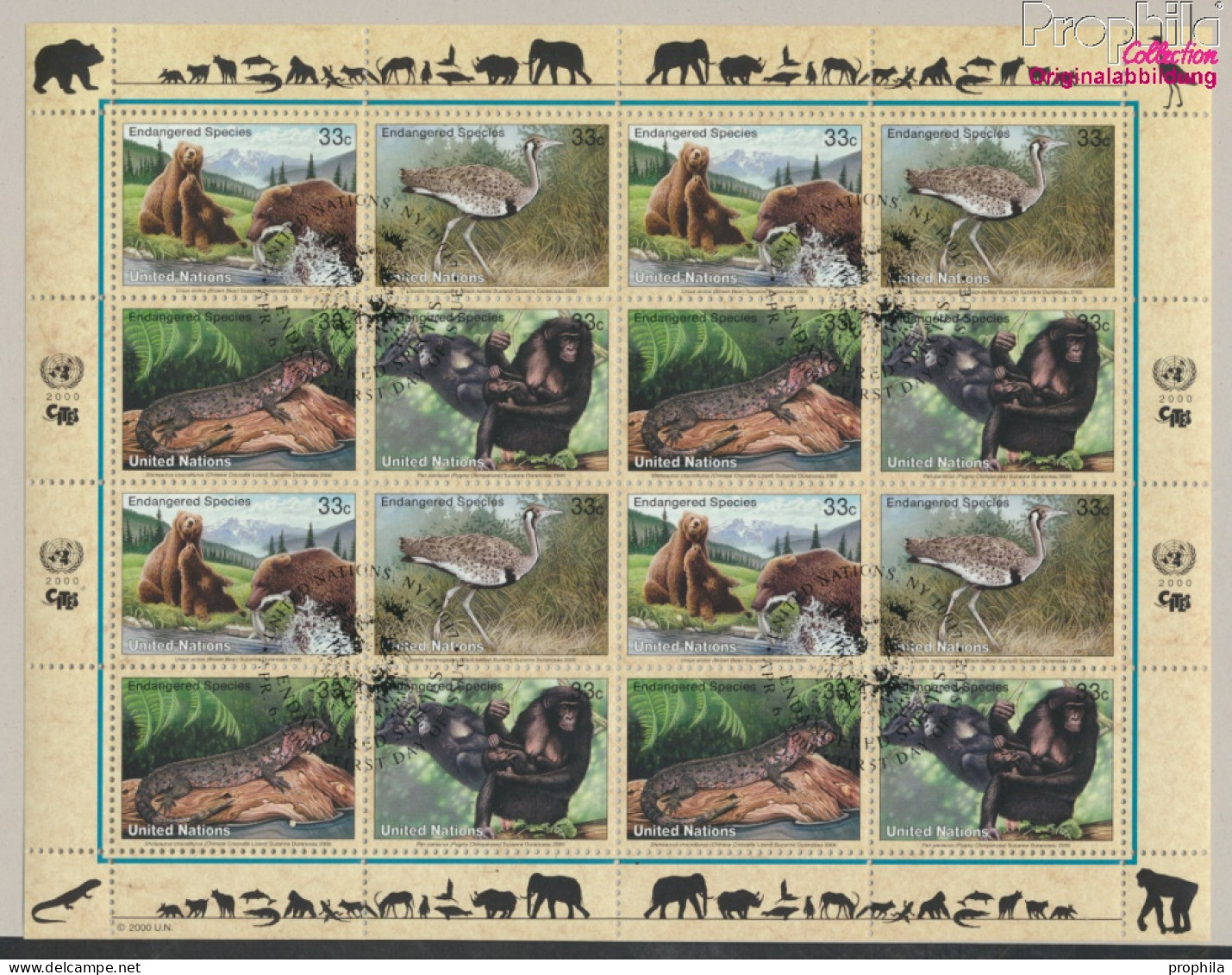 UNO - New York 831-834Klb Kleinbogen (kompl.Ausg.) Gestempelt 2000 Gefährdete Tiere (10050690 - Used Stamps