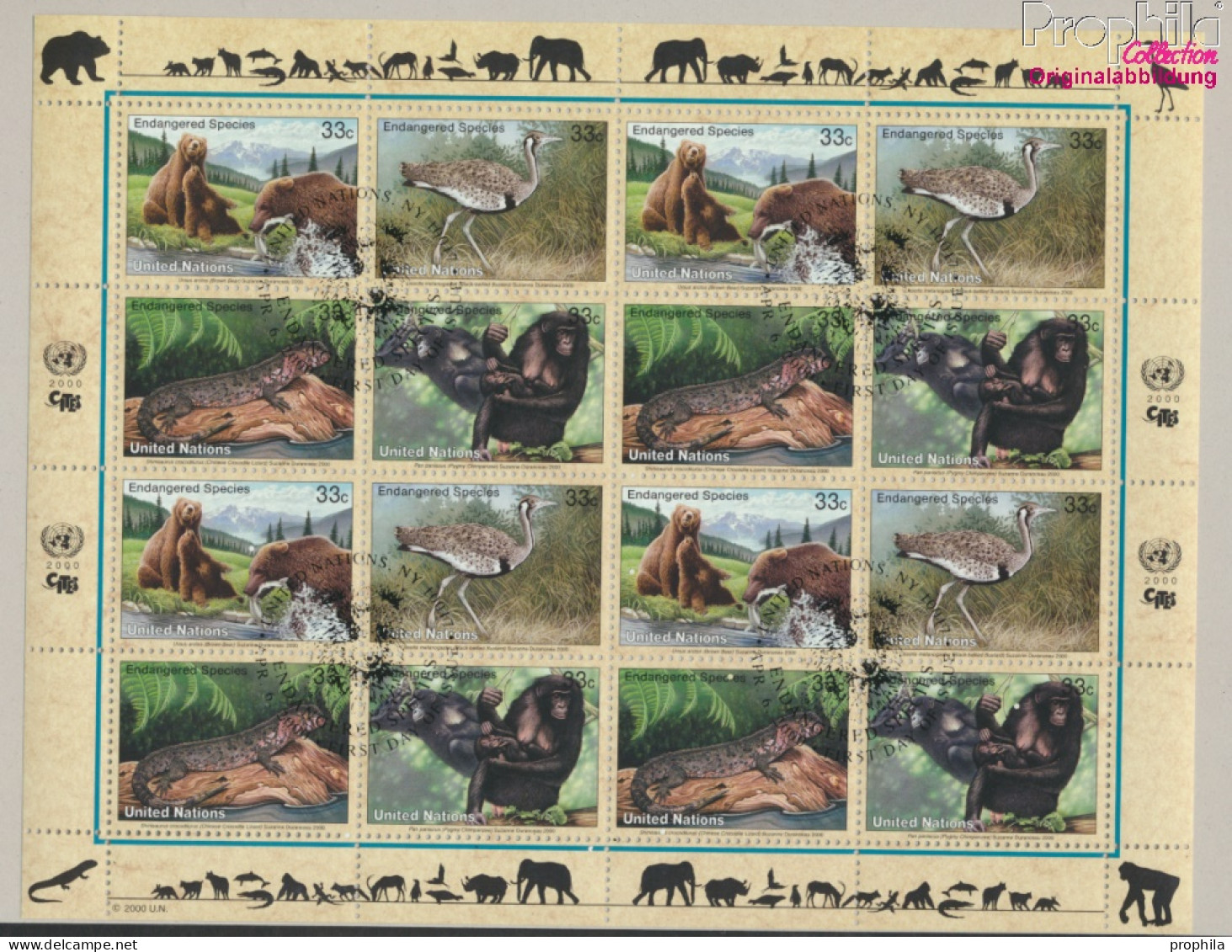 UNO - New York 831-834Klb Kleinbogen (kompl.Ausg.) Gestempelt 2000 Gefährdete Tiere (10050691 - Used Stamps