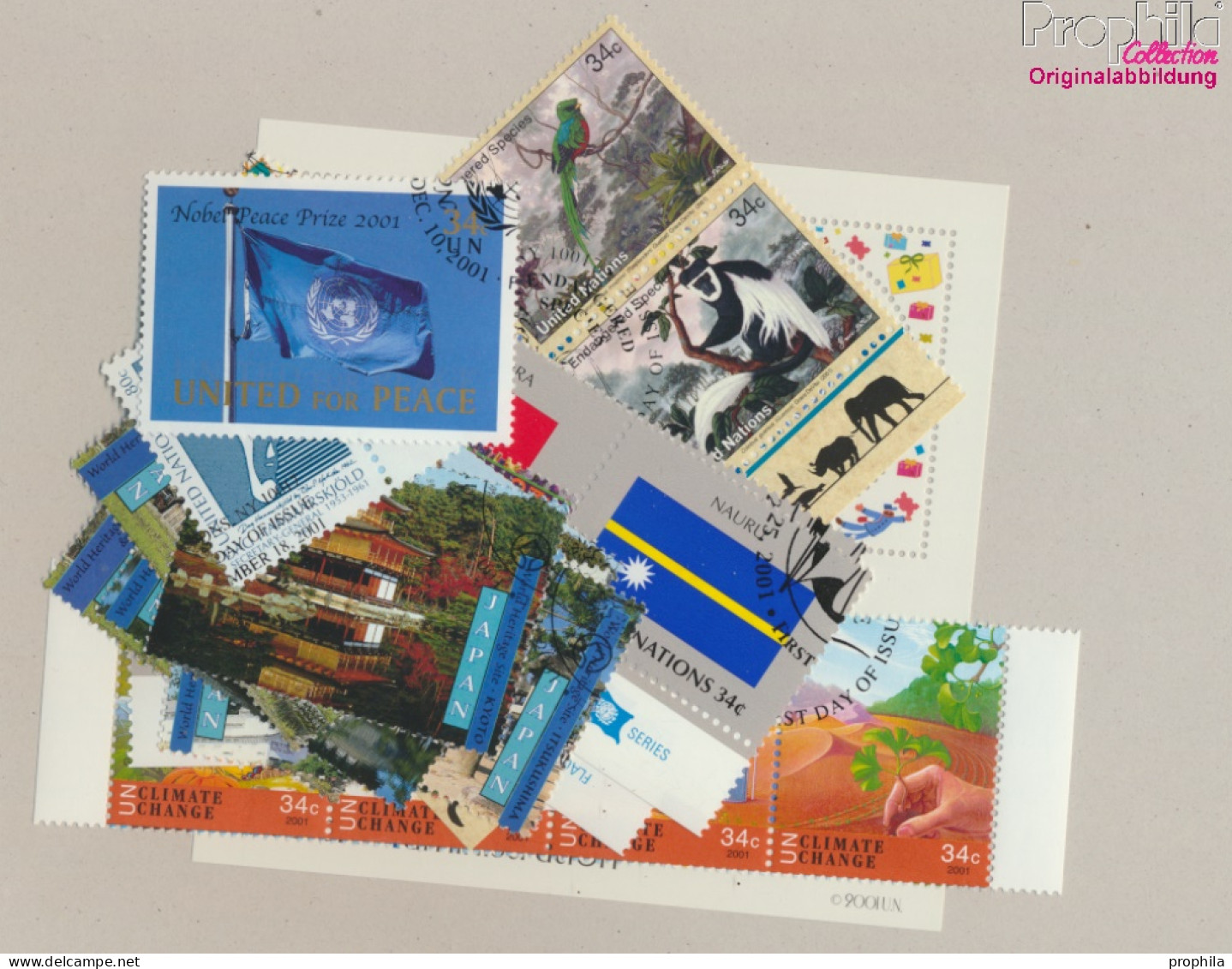UNO - New York 856-888 (kompl.Ausg.) Jahrgang 2001 Komplett Gestempelt 2001 Postverwaltung, Fauna, Japan U.a. (10050687 - Used Stamps